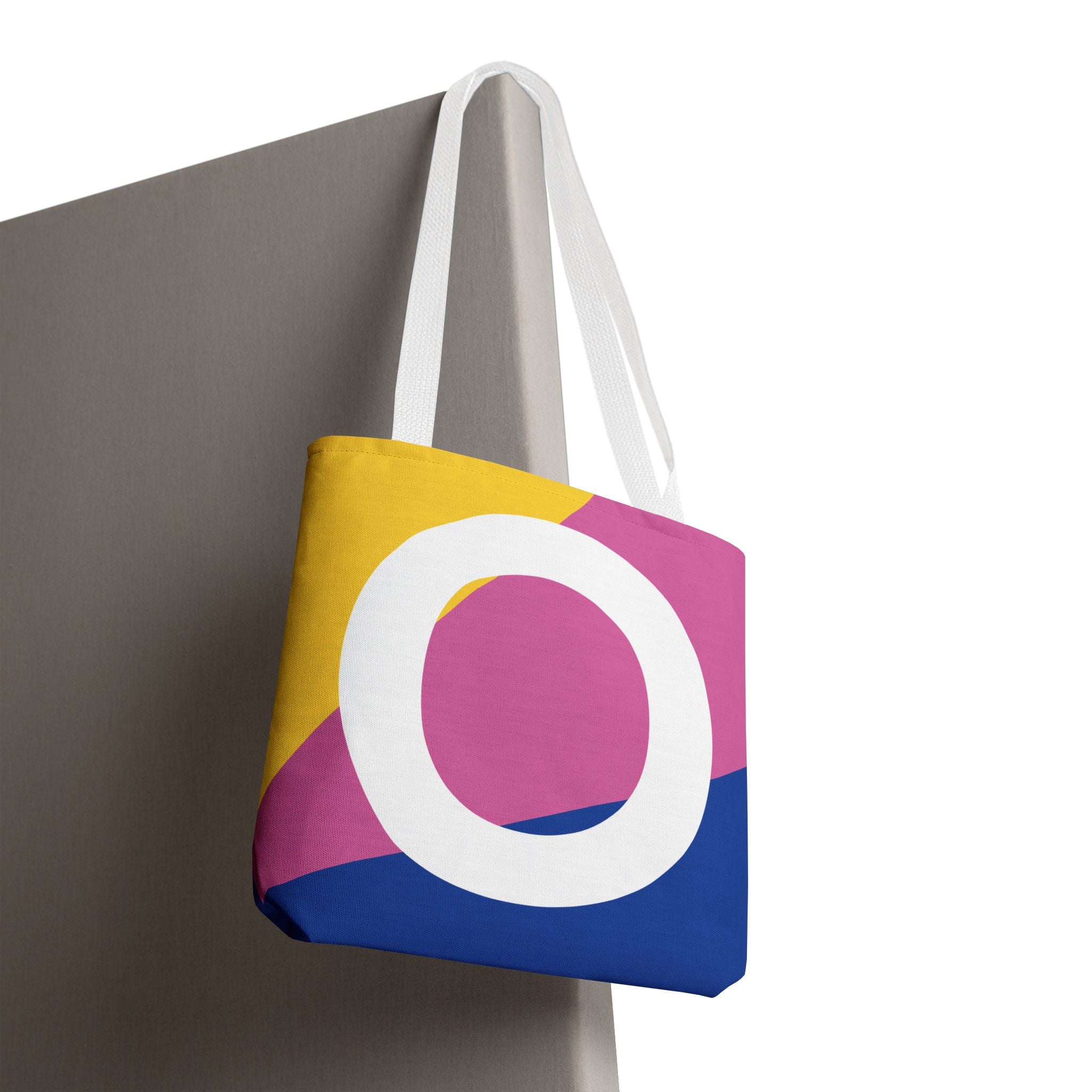 Monogram 'O' Colorblock Tote Bag — Personalized Initial O Shoulder Tote