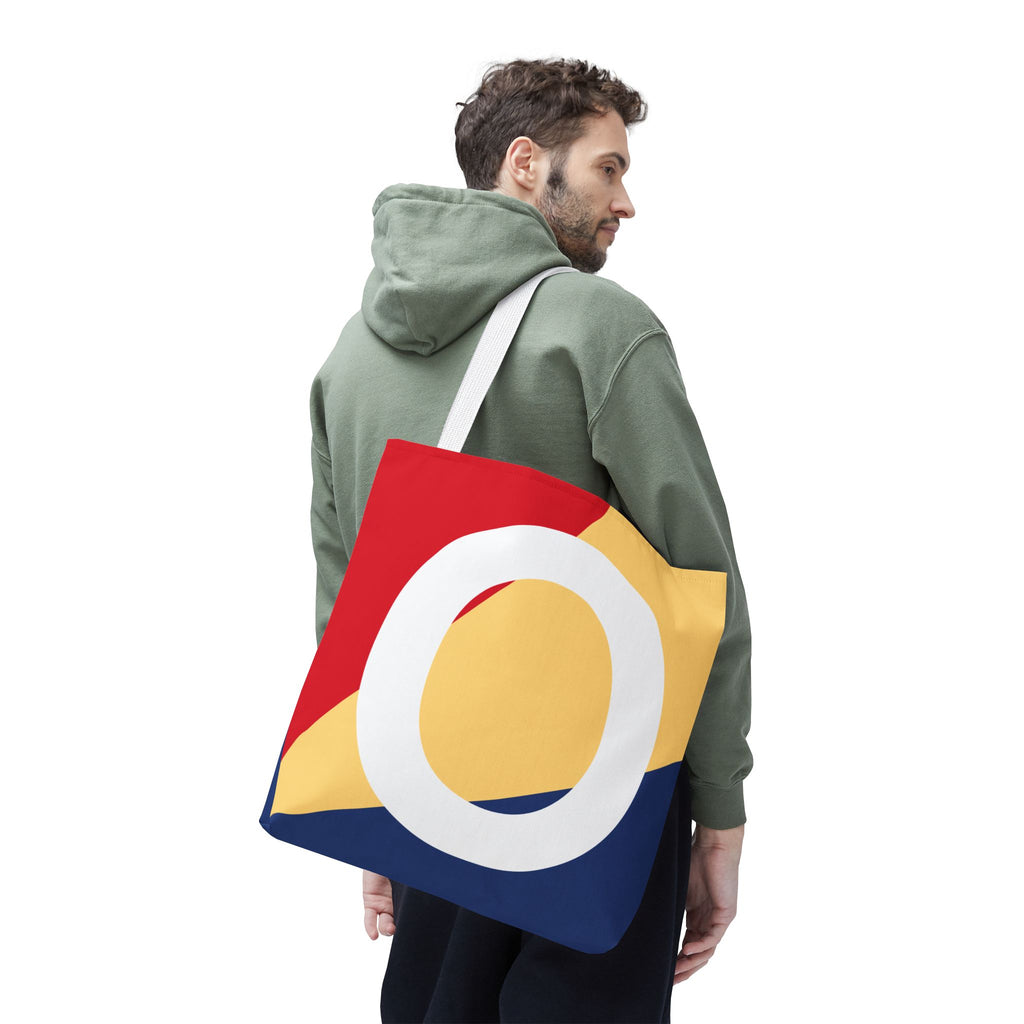 Monogram 'O' Colorblock Tote Bag — Personalized Initial O Shoulder Tote