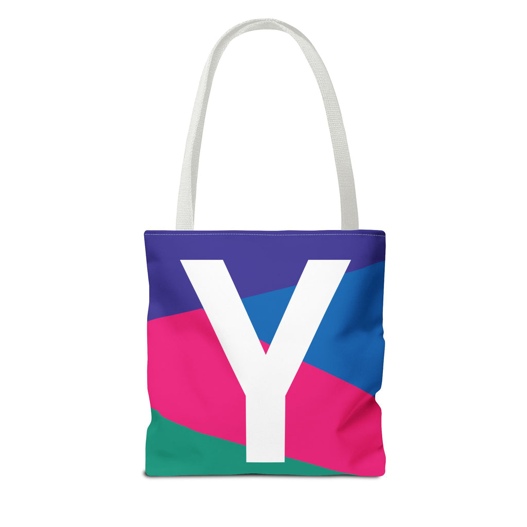 Monogram 'Y' Colorblock Tote Bag — Personalized Initial Y Shoulder Tote