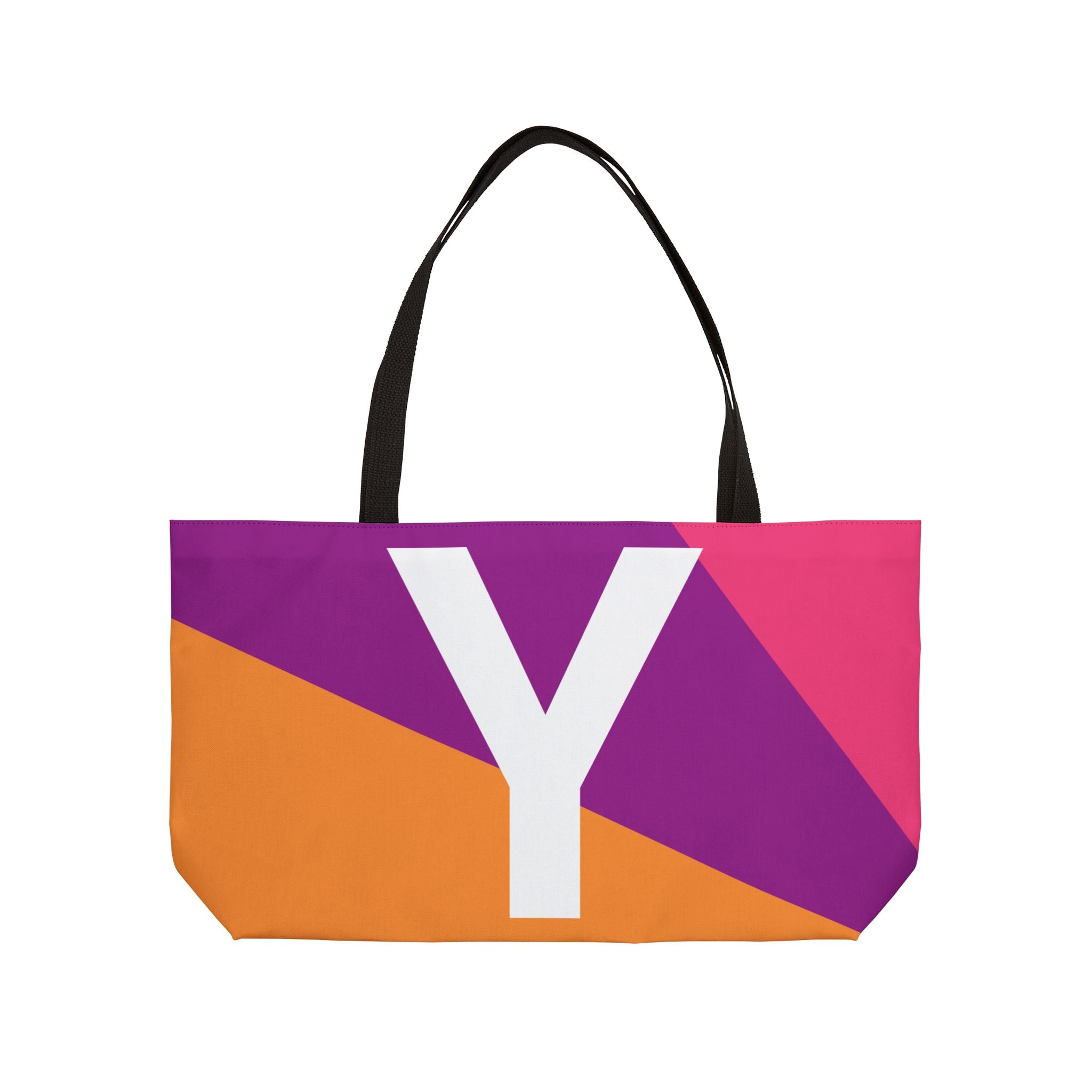 Personalized 'Y' Colorblock Tote Bag — Monogram Weekender Tote