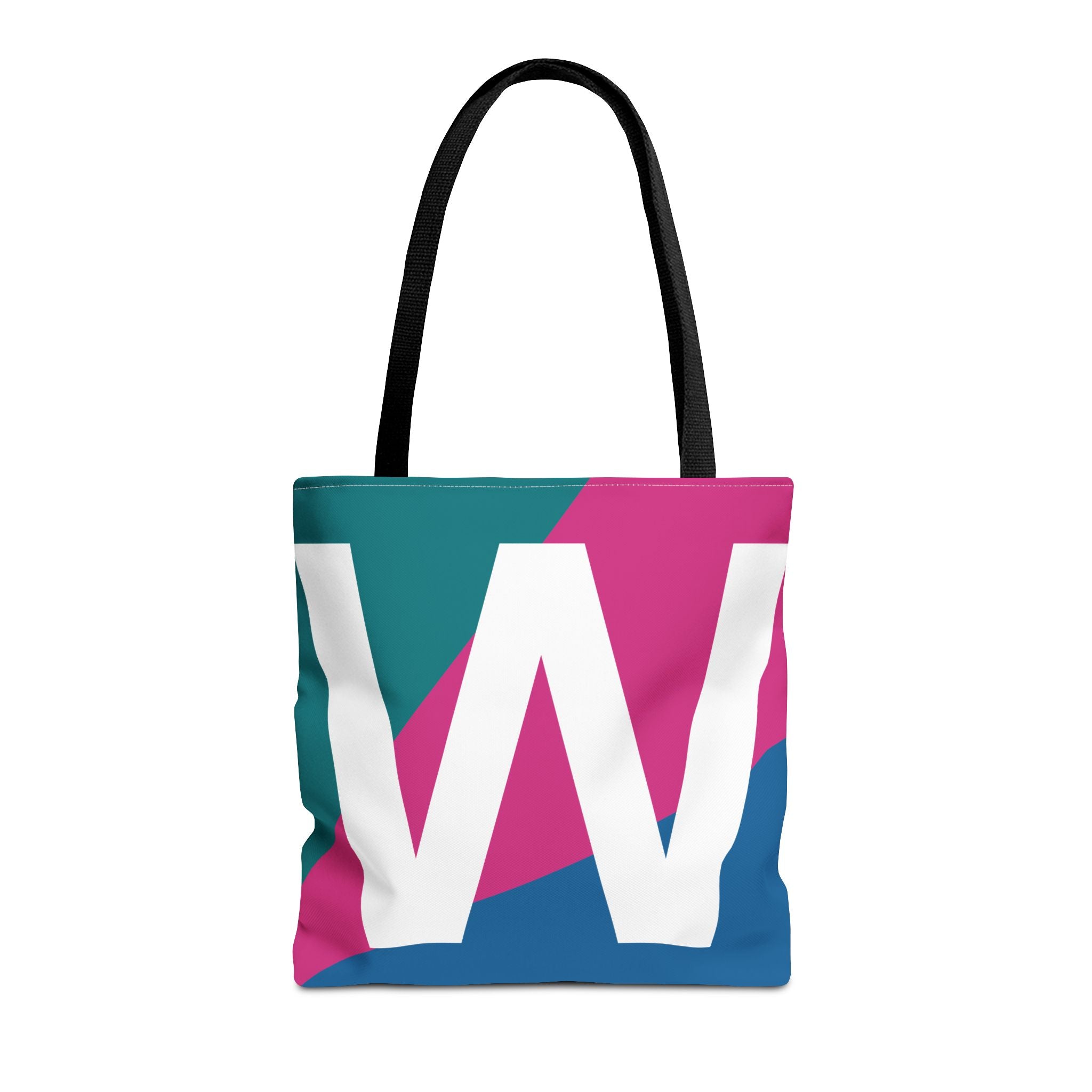 Monogram 'W' Colorblock Tote Bag — Personalized Initial W Shoulder Tote