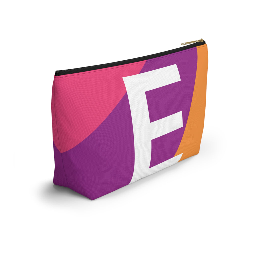 Initials Colorblock Accessory Pouch — Monogram E T-Bottom Cosmetic Bag