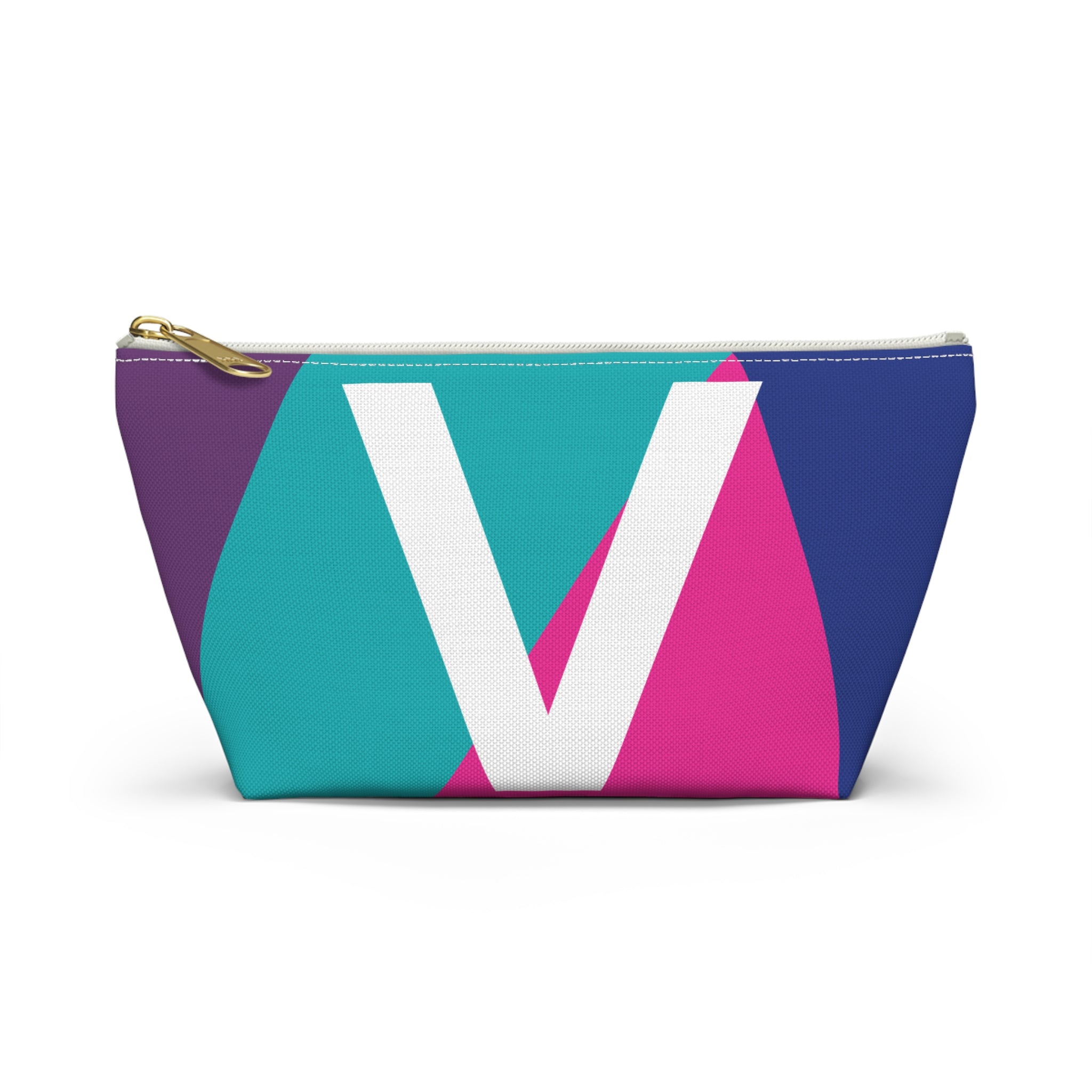 Initials Colorblock Accessory Pouch — Monogram V T-Bottom Cosmetic Bag