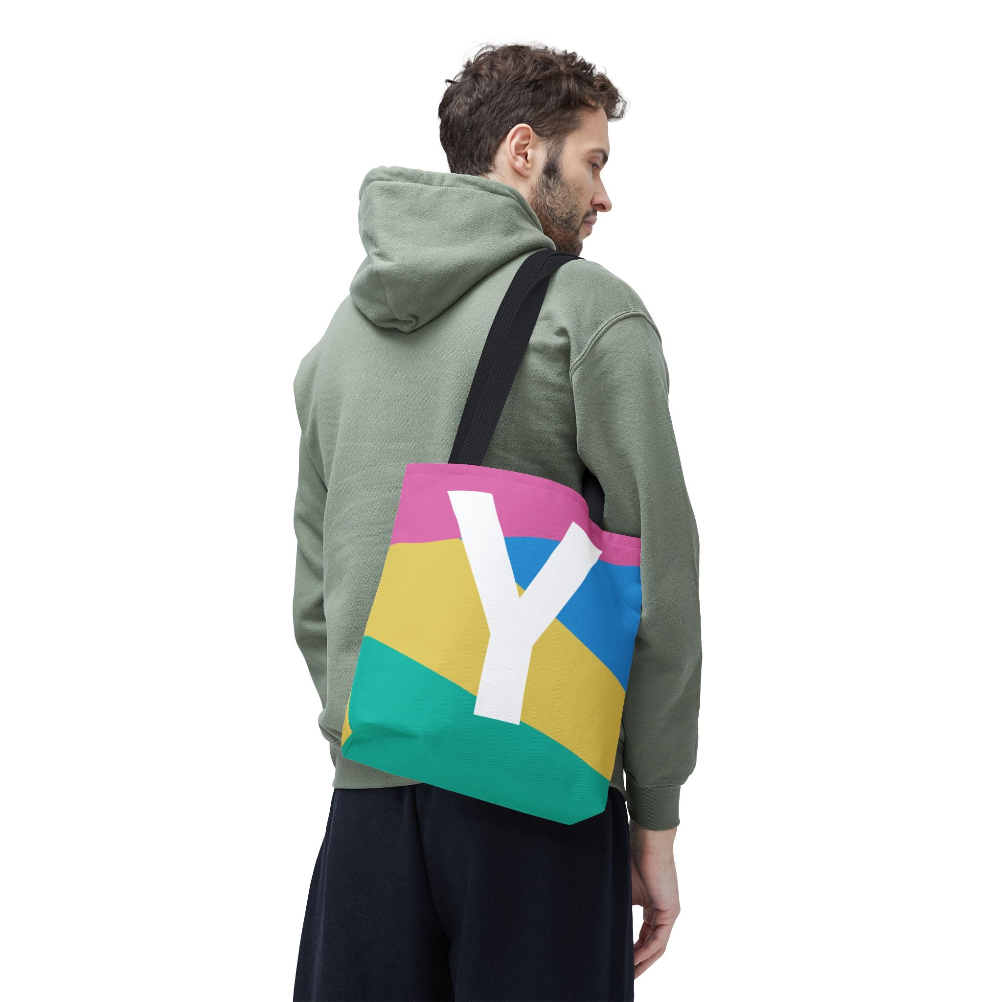 Monogram 'Y' Colorblock Tote Bag — Personalized Initial Y Shoulder Tote