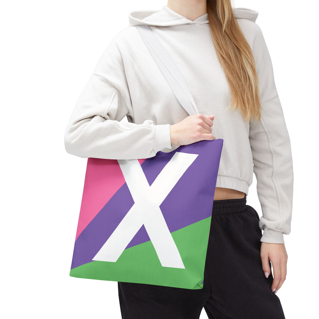 Monogram 'X' Colorblock Tote Bag — Personalized Initial X Shoulder Tote