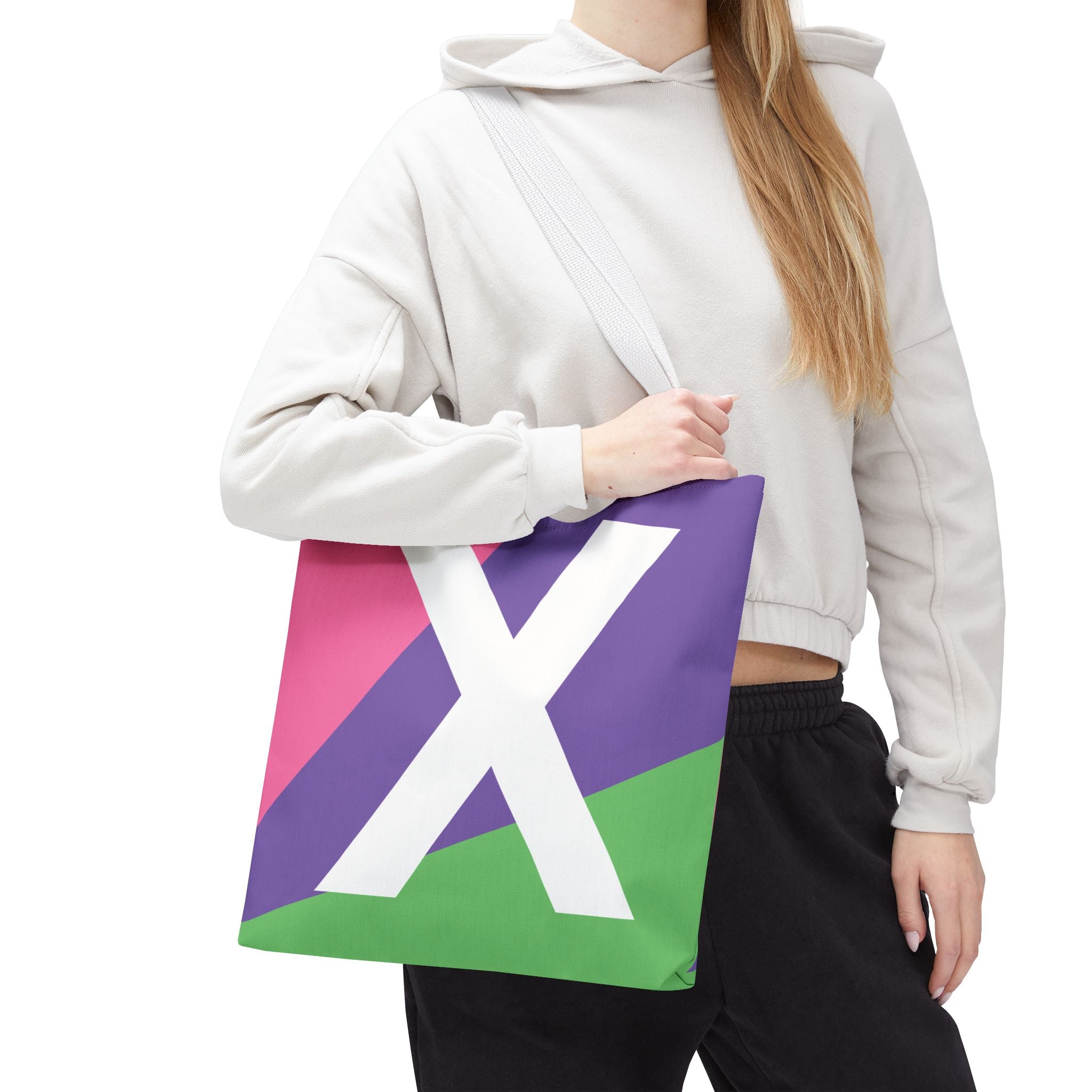 Monogram 'X' Colorblock Tote Bag — Personalized Initial X Shoulder Tote