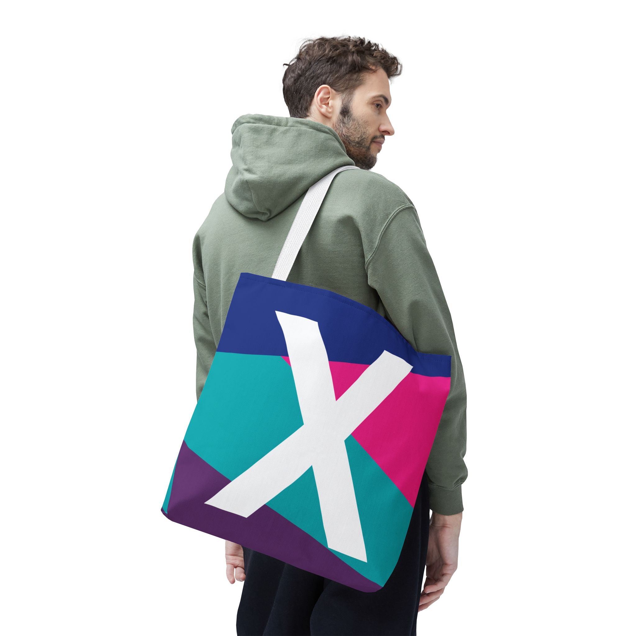 Monogram 'X' Colorblock Tote Bag — Personalized Initial X Shoulder Tote