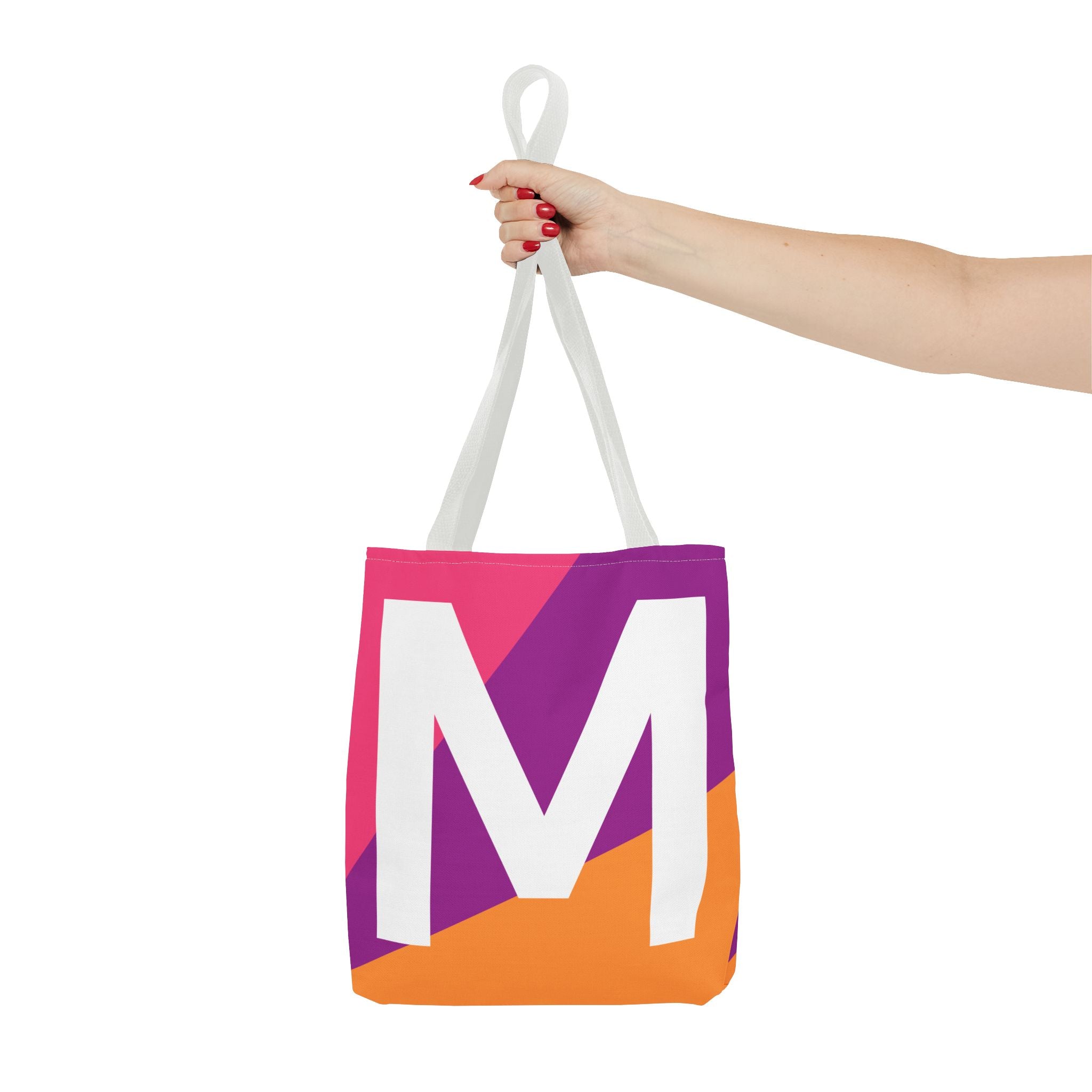 Monogram 'M' Colorblock Tote Bag — Personalized Initial M Shoulder Tote