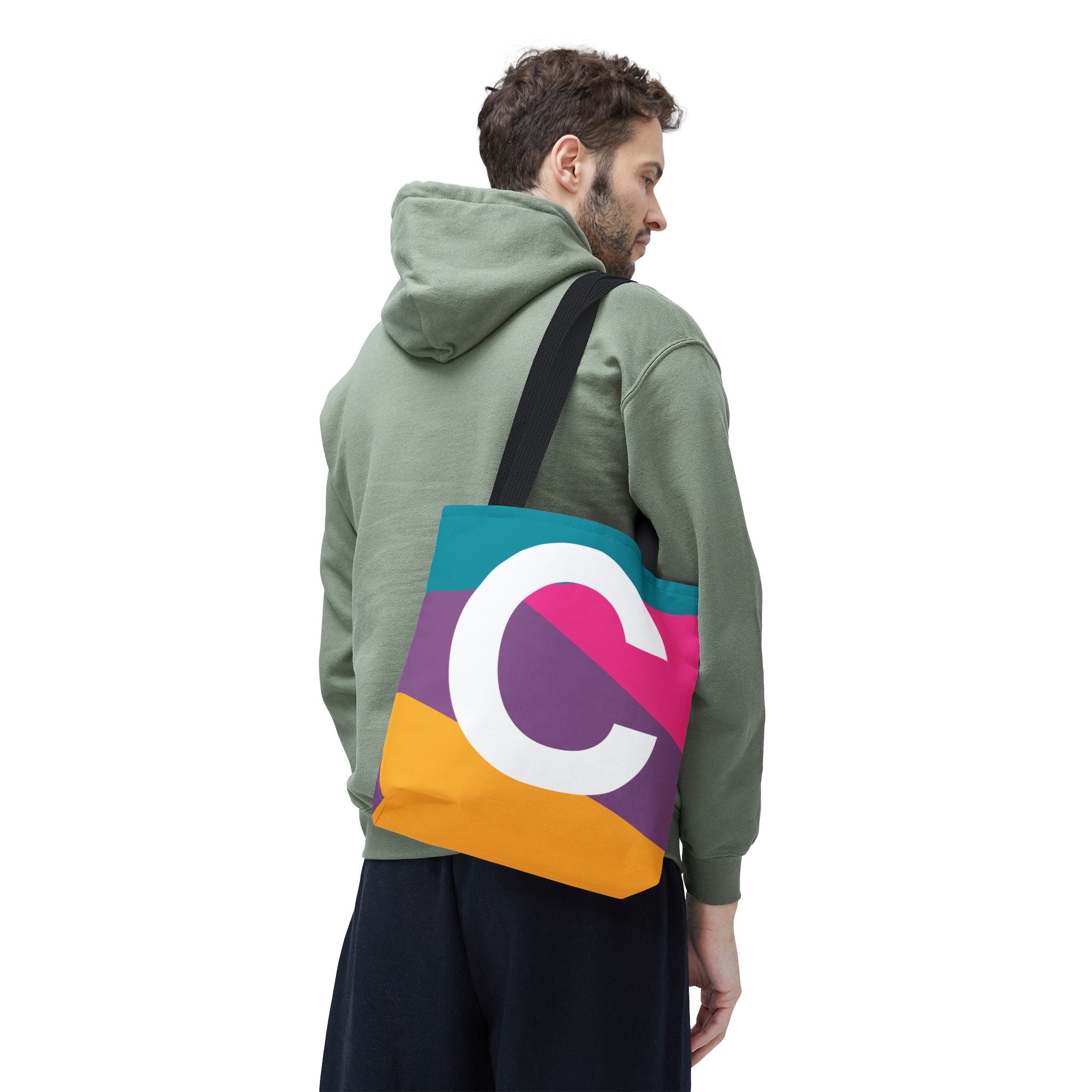 Monogram 'C' Colorblock Tote Bag — Personalized Initial C Shoulder Tote