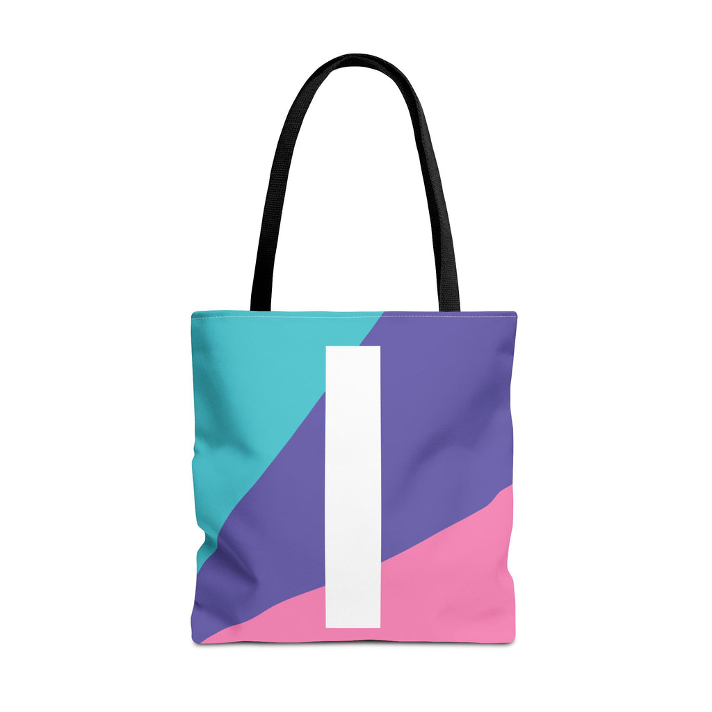 Monogram 'I' Colorblock Tote Bag — Personalized Initial I Shoulder Tote