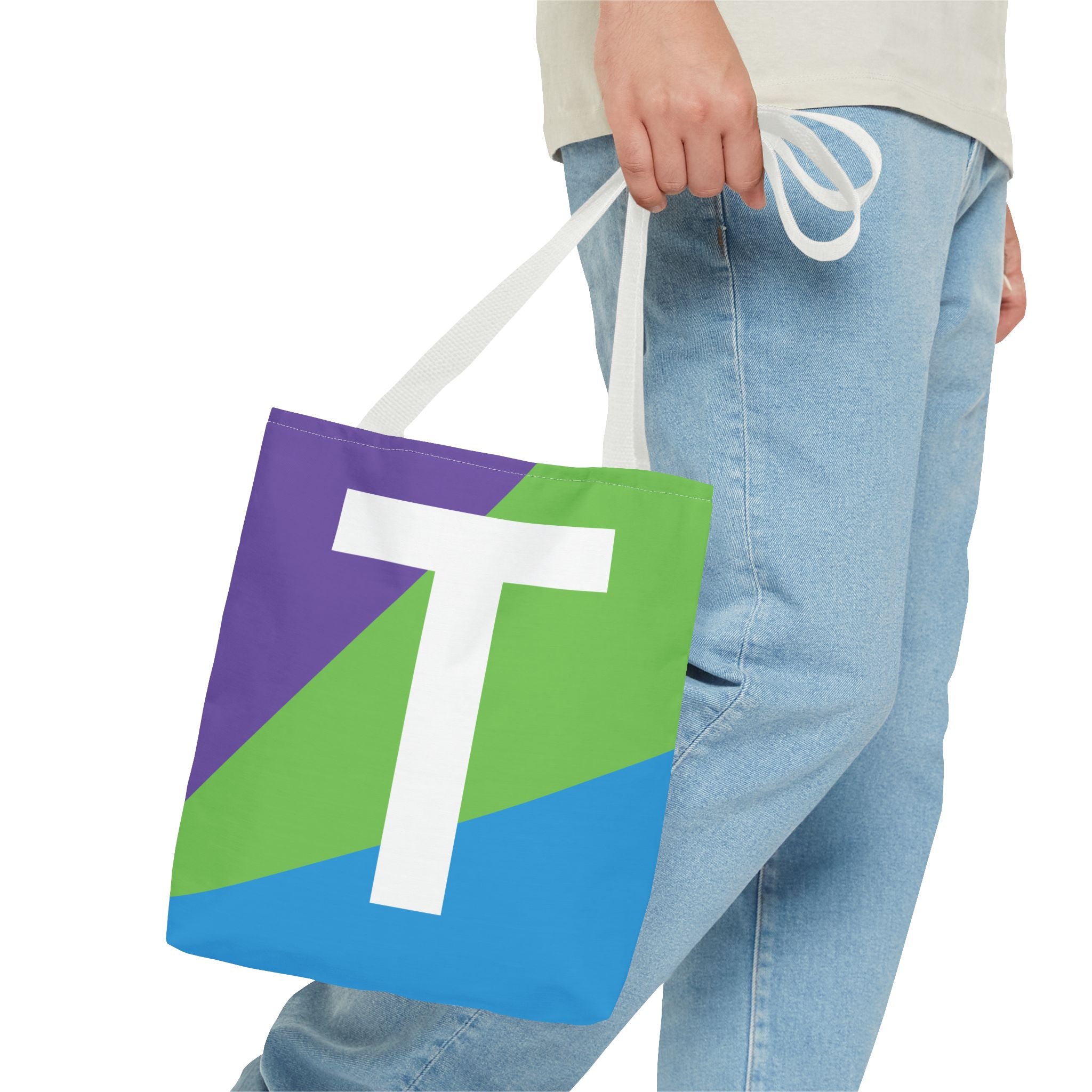 Monogram 'T' Colorblock Tote Bag — Personalized Initial T Shoulder Tote