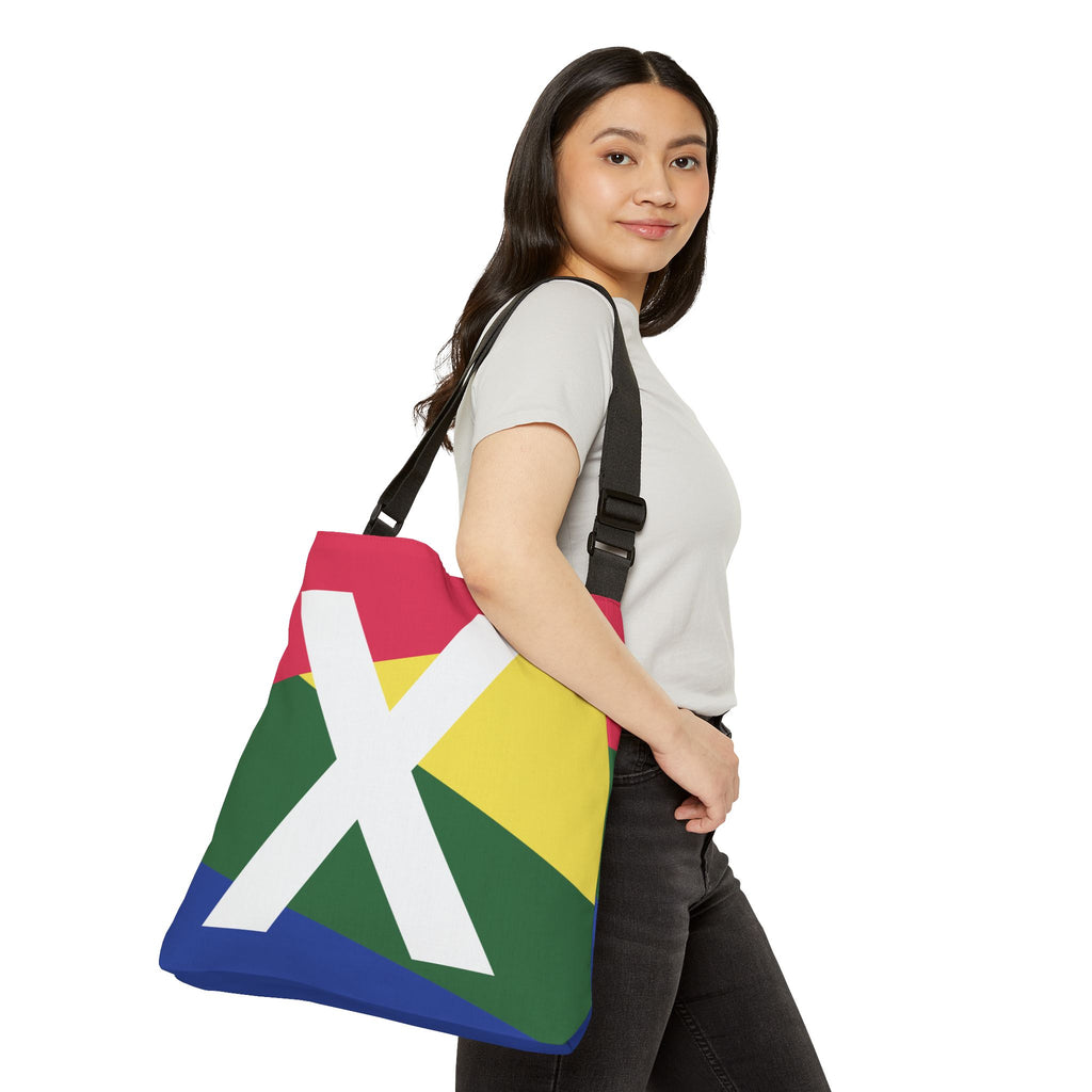 Initial Letter 'X' Colorblock Adjustable Tote Bag — Monogram Alphabet Shoulder Bag