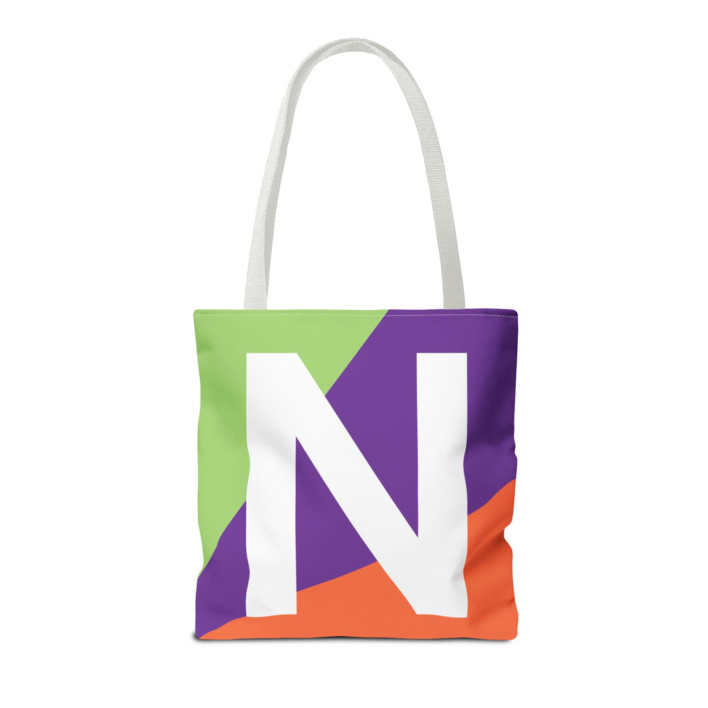 Monogram 'N' Colorblock Tote Bag — Personalized Initial N Shoulder Tote