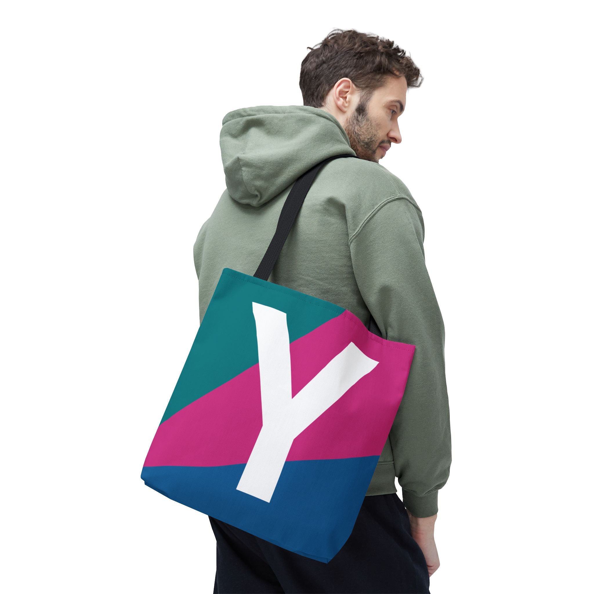 Monogram 'Y' Colorblock Tote Bag — Personalized Initial Y Shoulder Tote