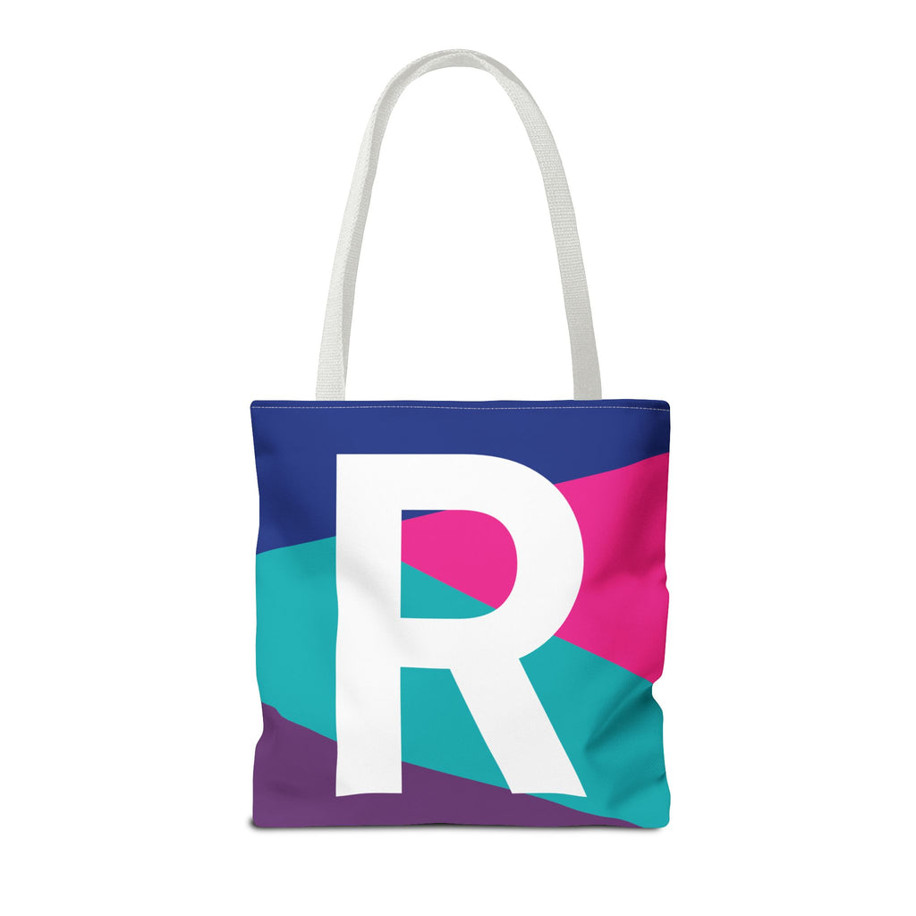 Monogram 'R' Colorblock Tote Bag — Personalized Initial R Shoulder Tote