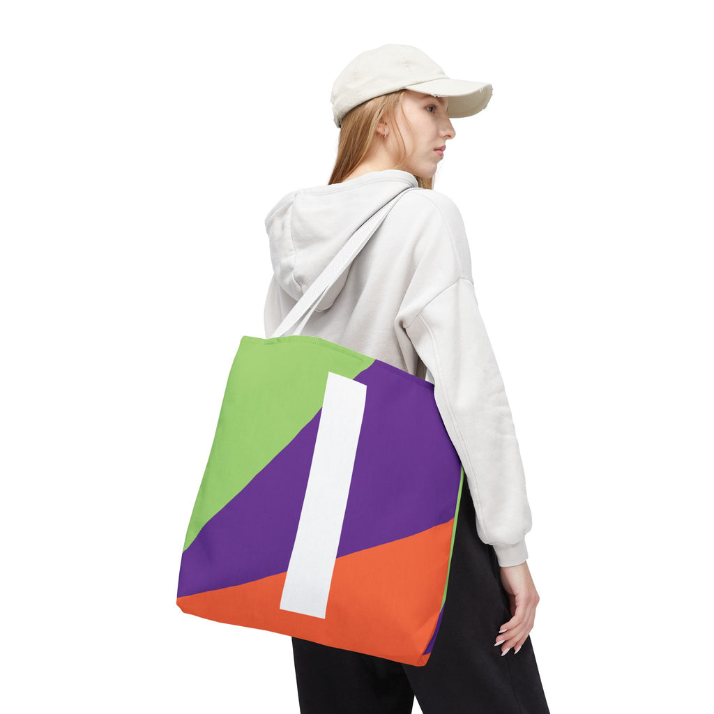 Monogram 'I' Colorblock Tote Bag — Personalized Initial I Shoulder Tote