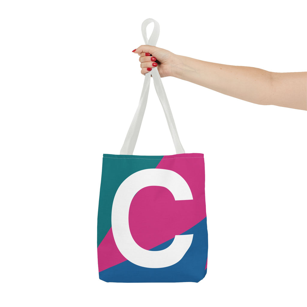 Monogram 'C' Colorblock Tote Bag — Personalized Initial C Shoulder Tote