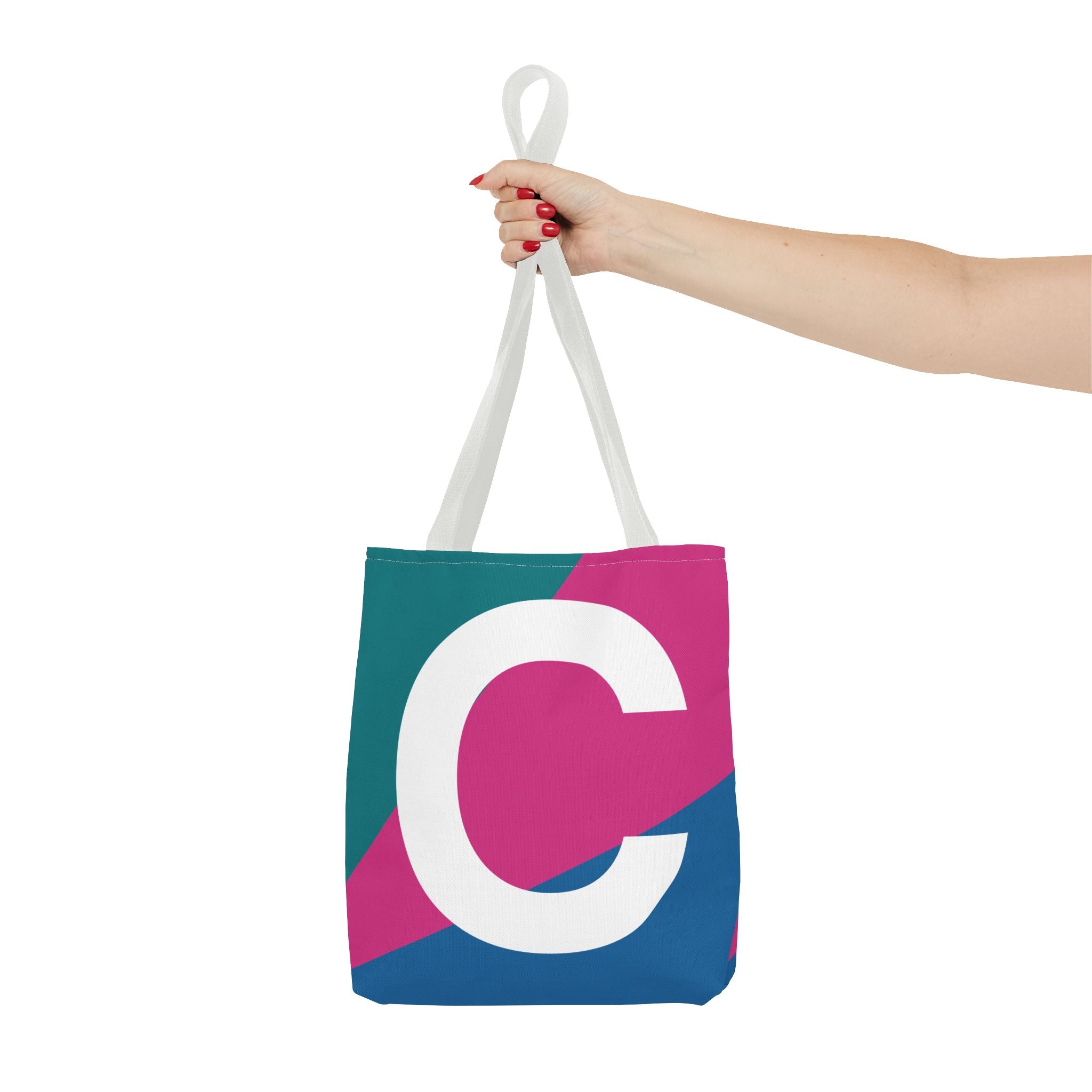 Monogram 'C' Colorblock Tote Bag — Personalized Initial C Shoulder Tote
