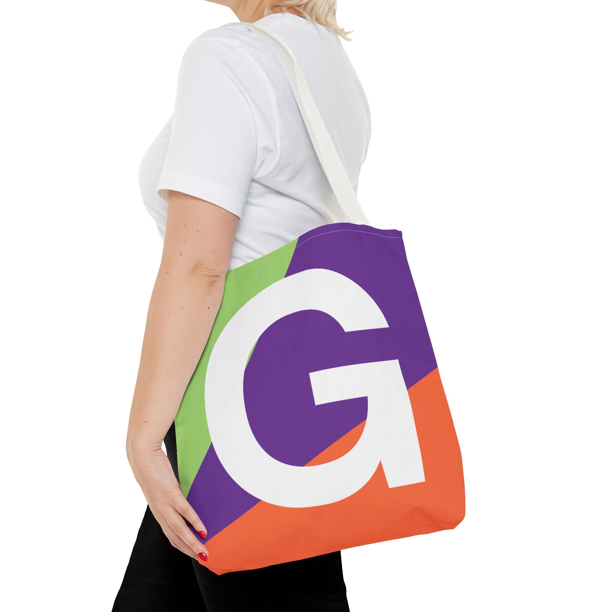 Monogram 'G' Colorblock Tote Bag — Personalized Initial G Shoulder Tote