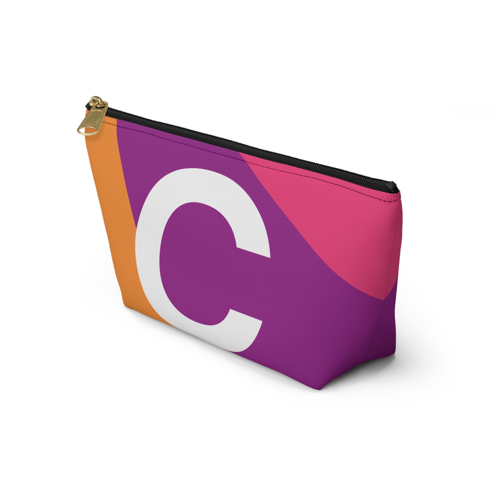 Initials Colorblock Accessory Pouch — Monogram C T-Bottom Cosmetic Bag