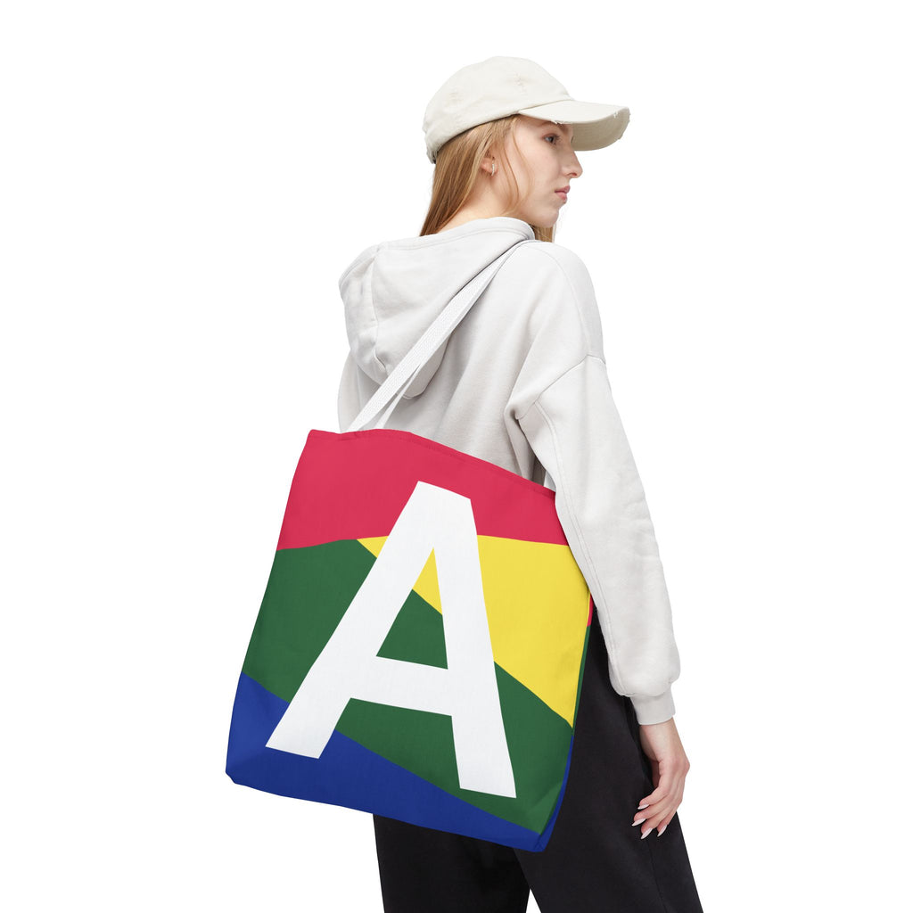 Monogram 'A' Colorblock Tote Bag — Personalized Initial A Shoulder Tote