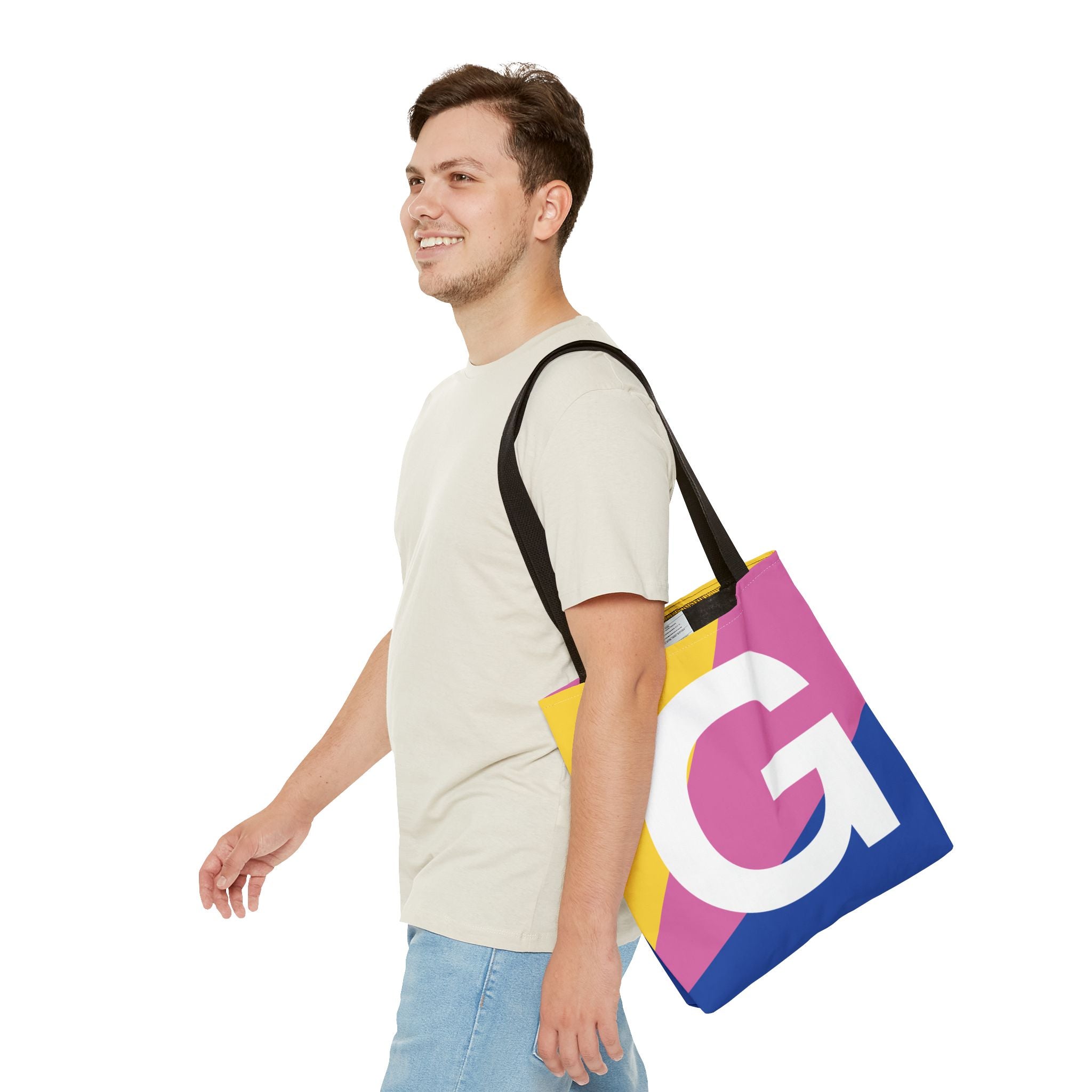Monogram 'G' Colorblock Tote Bag — Personalized Initial G Shoulder Tote