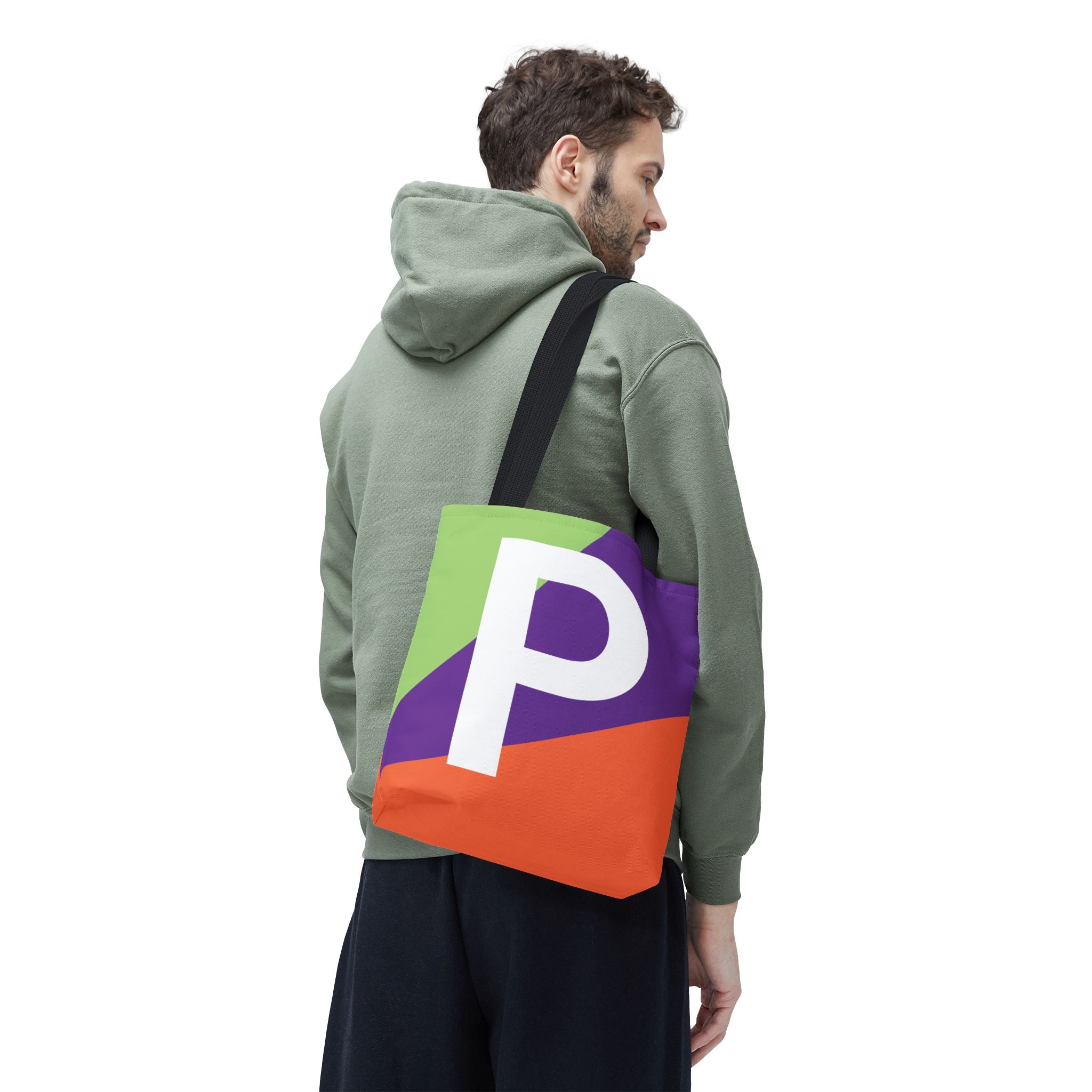 Monogram 'P' Colorblock Tote Bag — Personalized Initial P Shoulder Tote