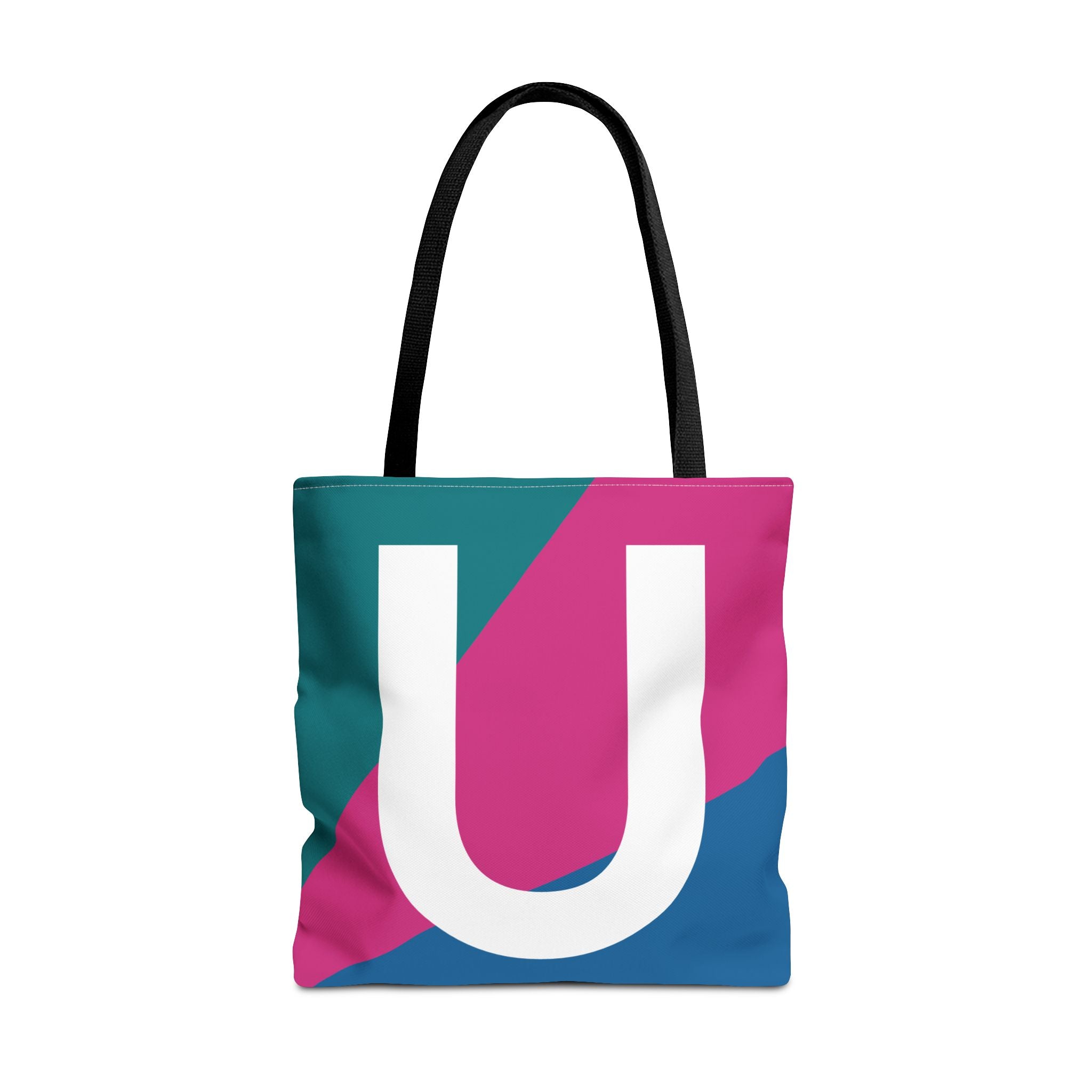 Monogram 'U' Colorblock Tote Bag — Personalized Initial U Shoulder Tote
