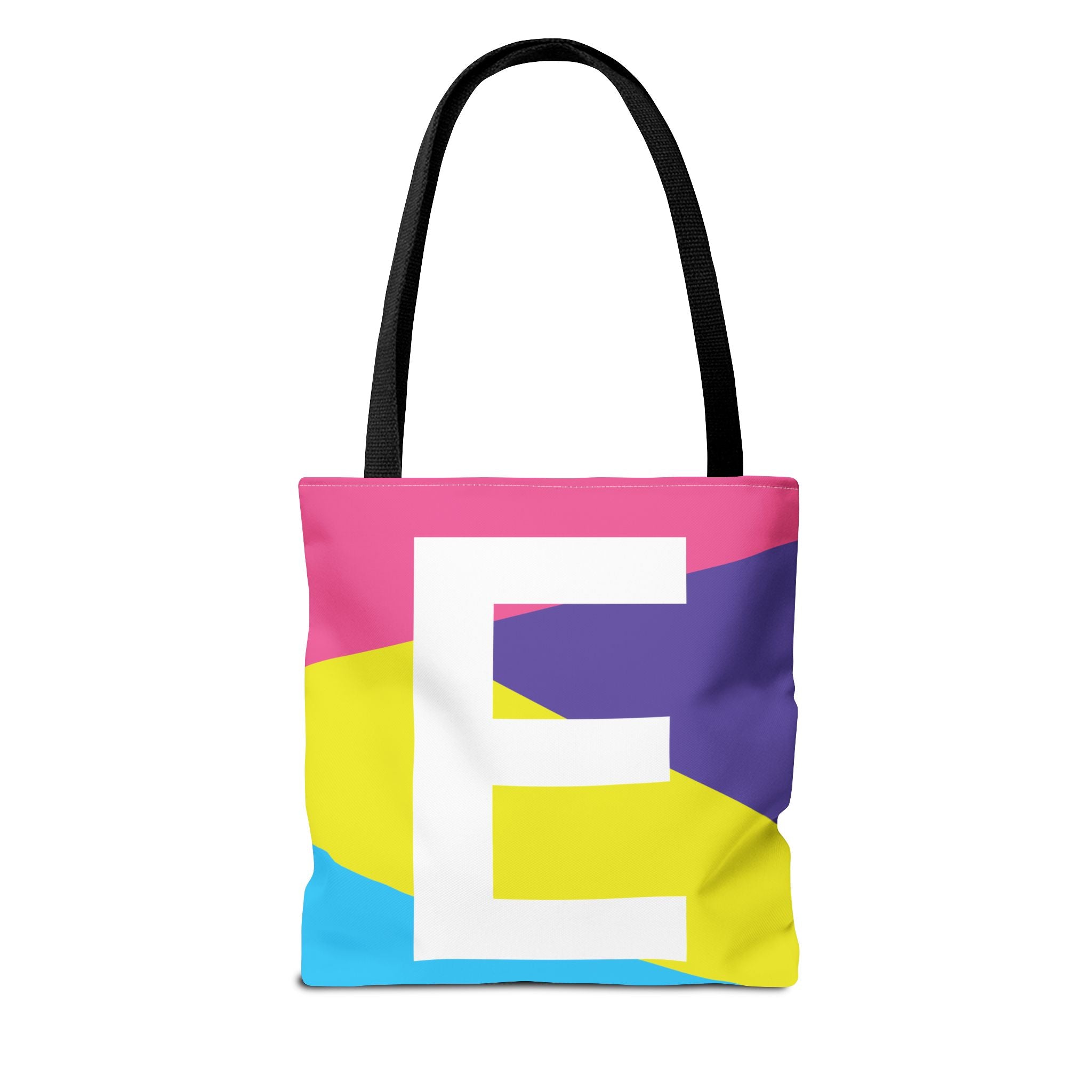 Monogram 'E' Colorblock Tote Bag — Personalized Initial E Shoulder Tote