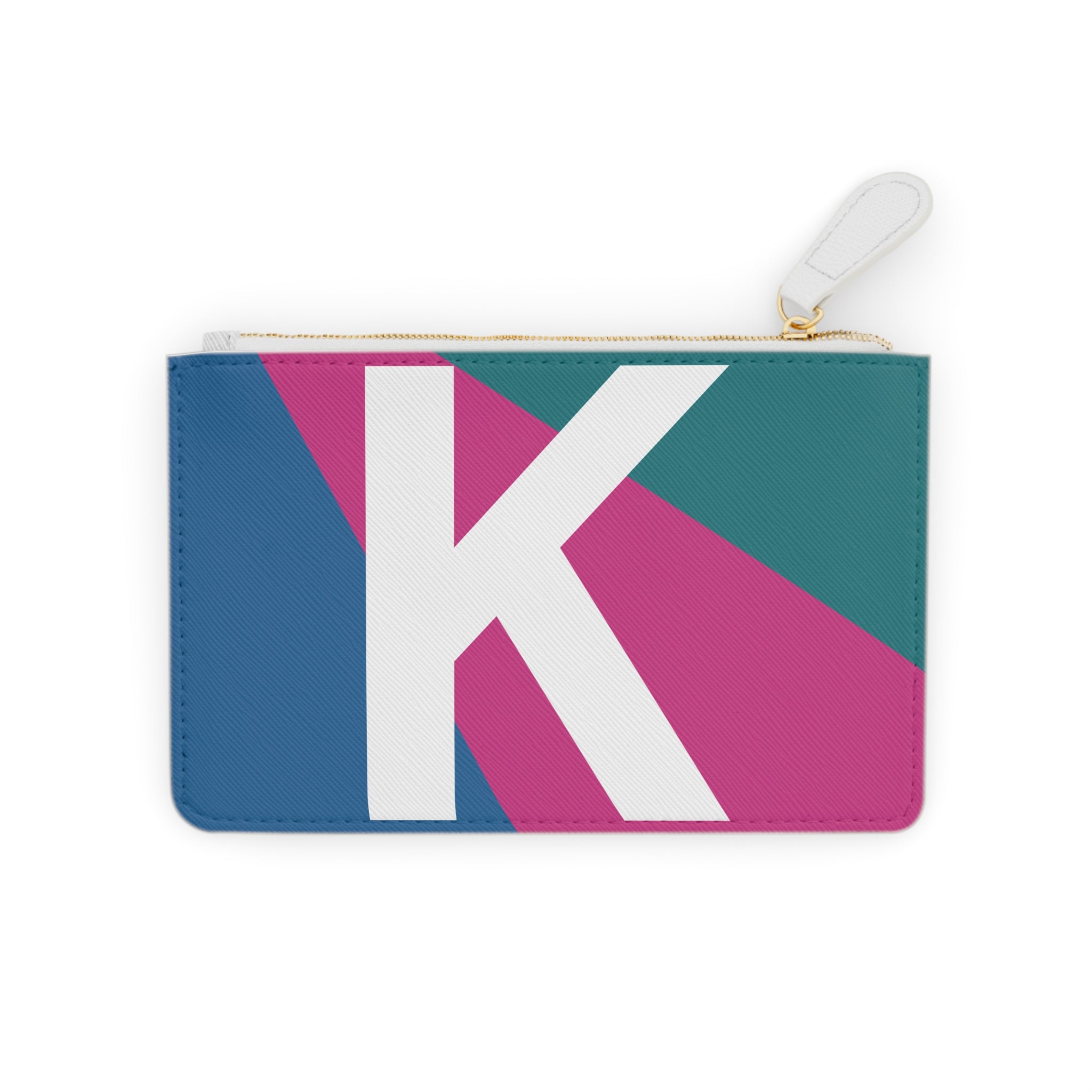 Initial K Mini Clutch — Colorblock Monogram Wristlet Wallet