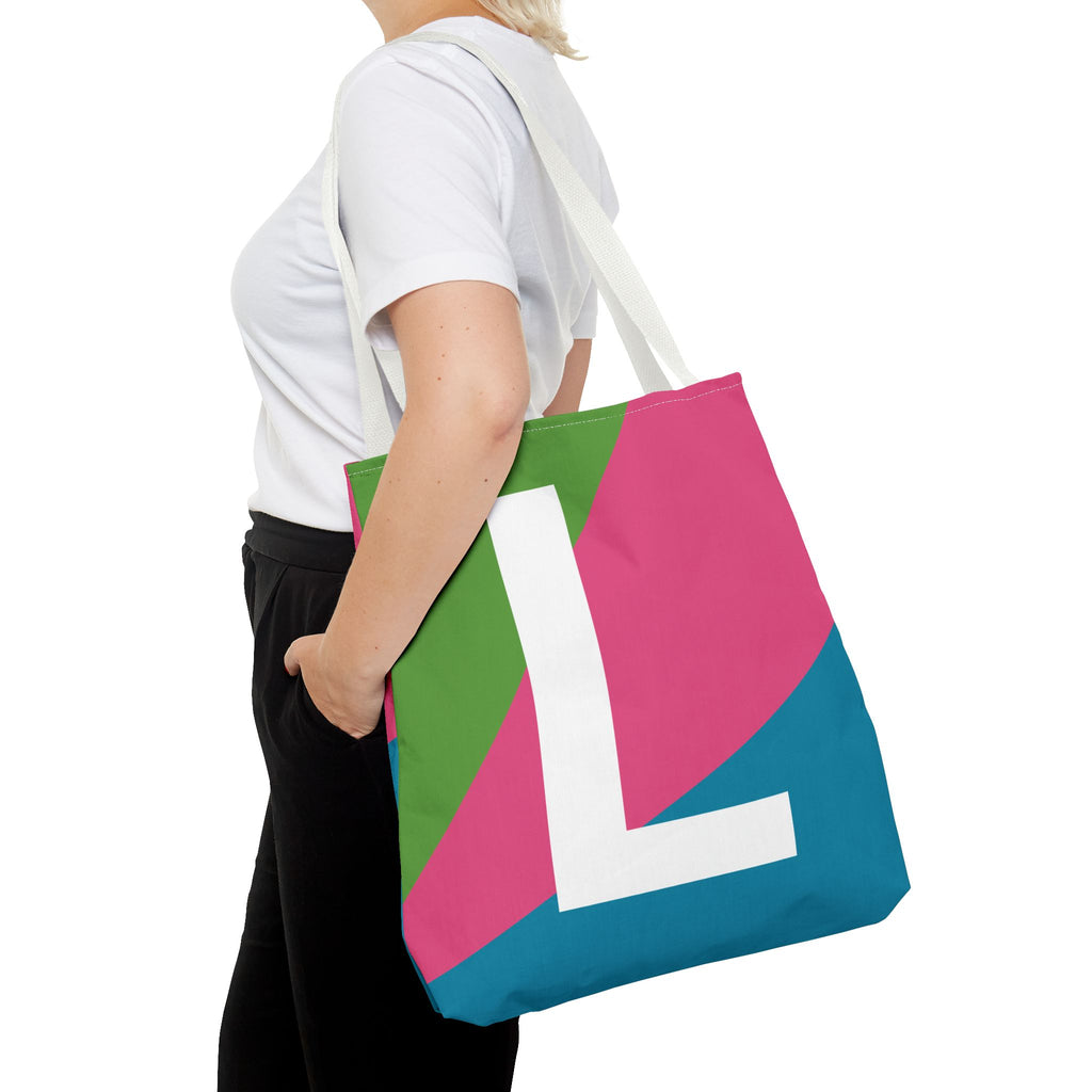 Monogram 'L' Colorblock Tote Bag — Personalized Initial L Shoulder Tote