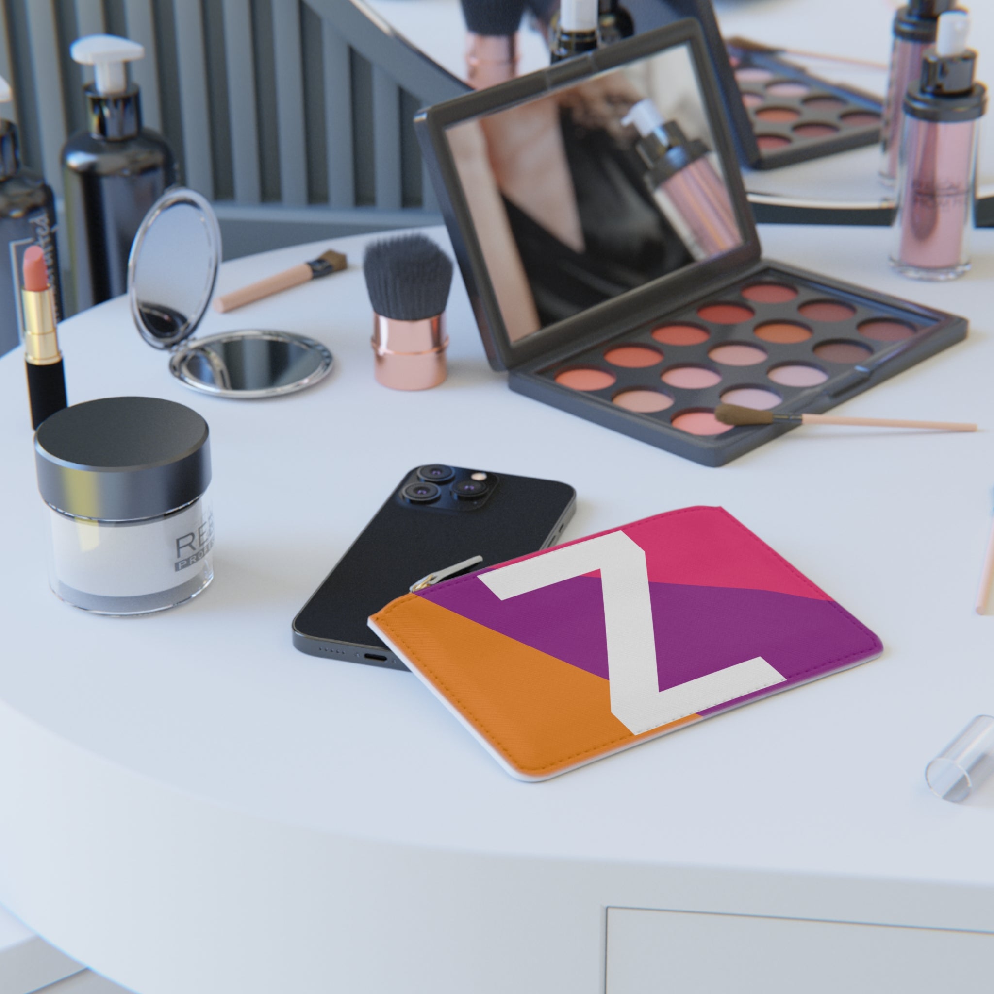 Initial Z Mini Clutch — Colorblock Monogram Wristlet Wallet