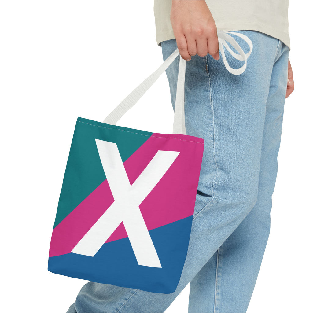 Monogram 'X' Colorblock Tote Bag — Personalized Initial X Shoulder Tote