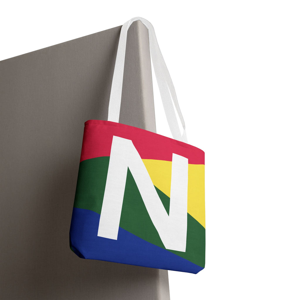 Monogram 'N' Colorblock Tote Bag — Personalized Initial N Shoulder Tote