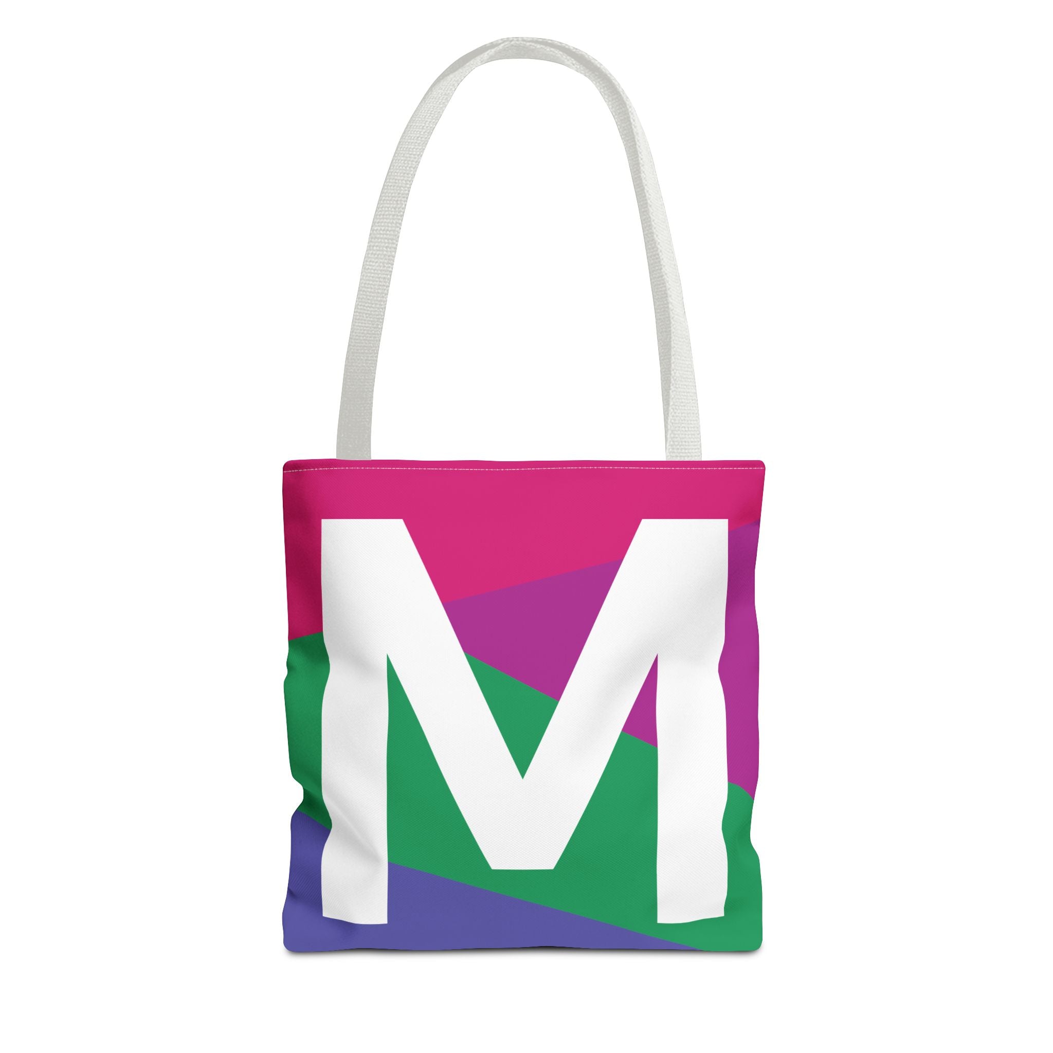 Monogram 'M' Colorblock Tote Bag — Personalized Initial M Shoulder Tote