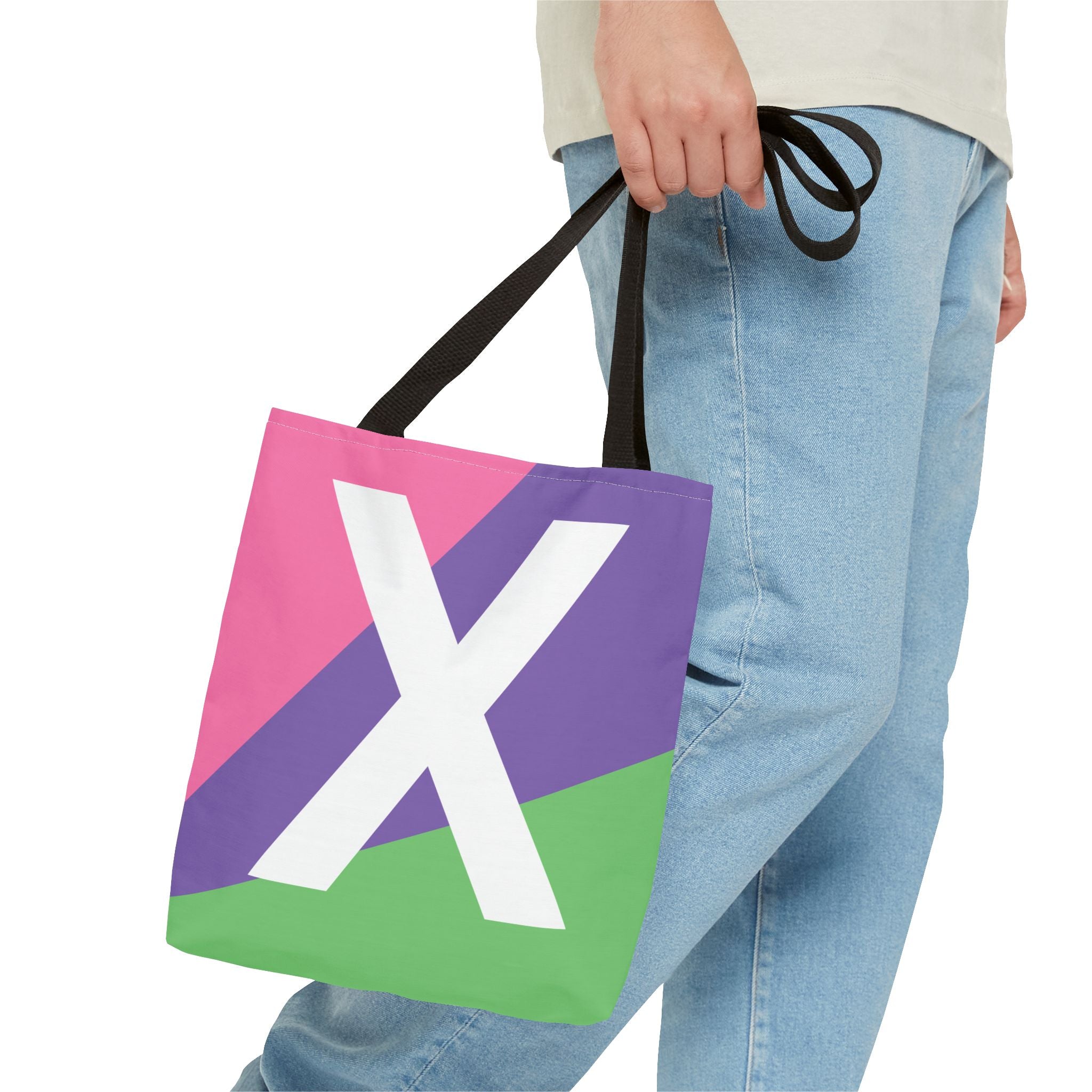 Monogram 'X' Colorblock Tote Bag — Personalized Initial X Shoulder Tote