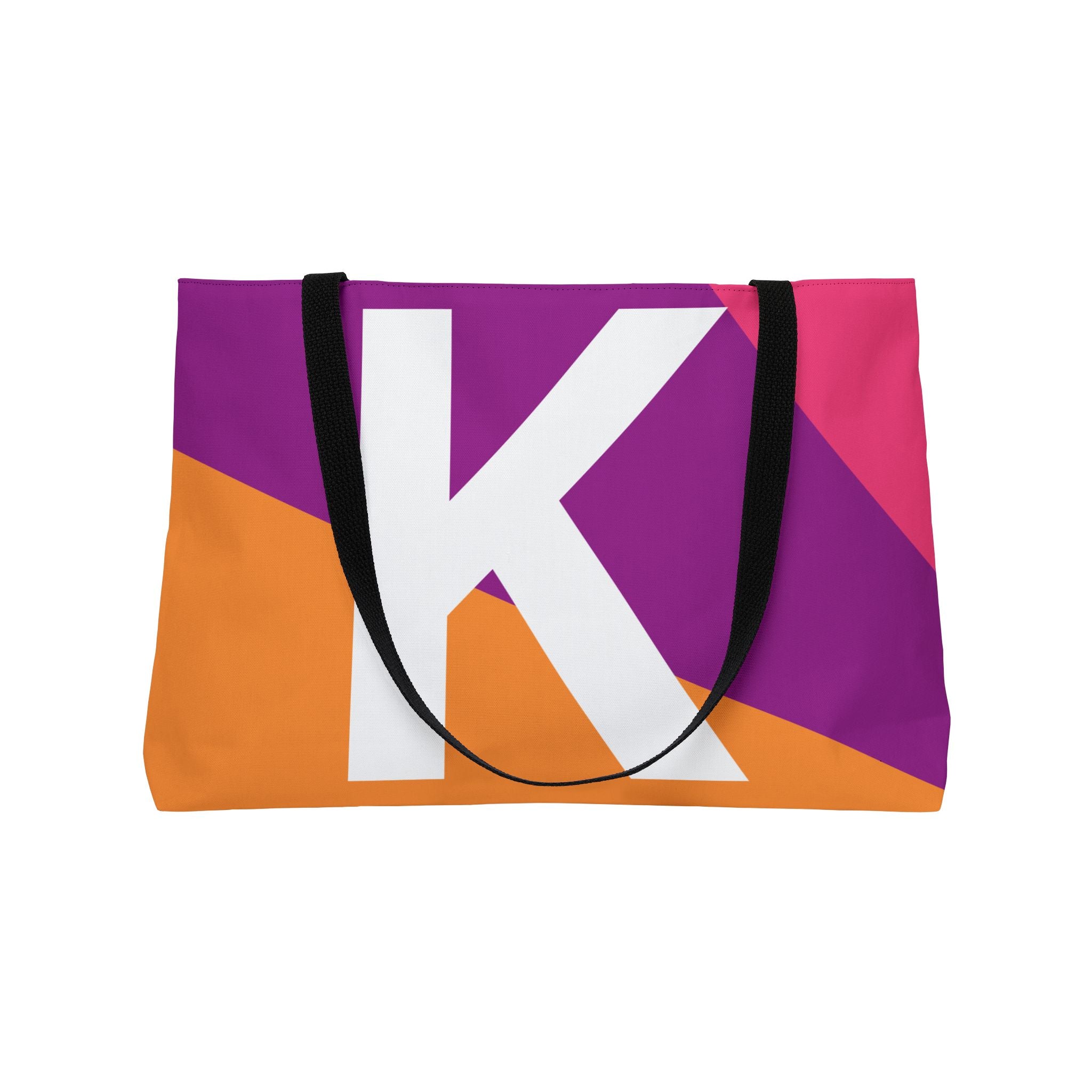 Personalized 'K' Colorblock Tote Bag — Monogram Weekender Tote