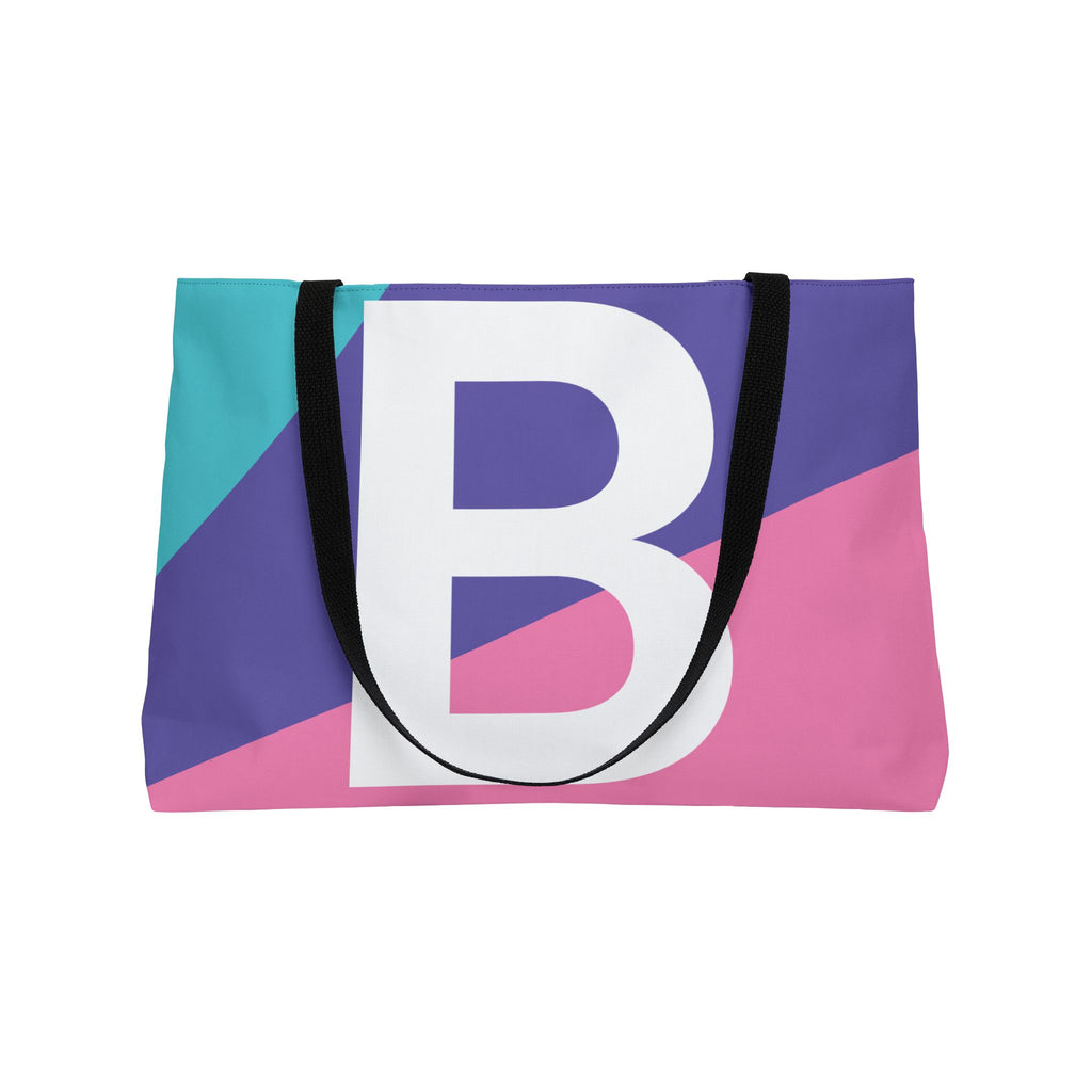 Personalized 'B' Colorblock Tote Bag — Monogram Weekender Tote