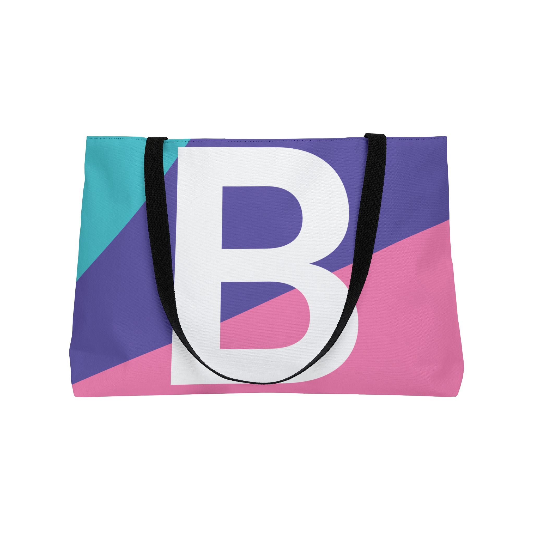 Personalized 'B' Colorblock Tote Bag — Monogram Weekender Tote