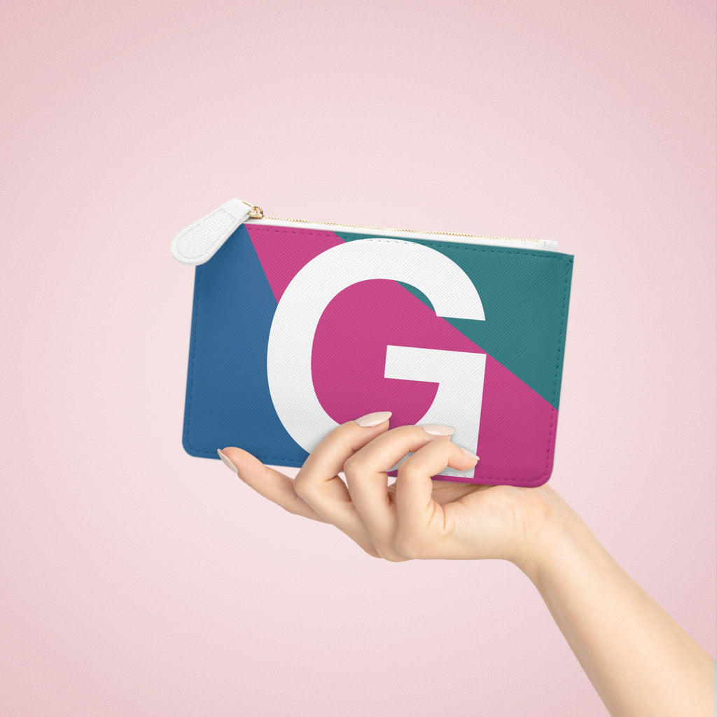 Initial G Mini Clutch — Colorblock Monogram Wristlet Wallet