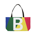 Personalized 'B' Colorblock Tote Bag — Monogram Weekender Tote