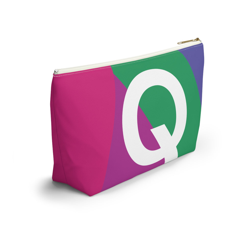 Initials Colorblock Accessory Pouch — Monogram Q T-Bottom Cosmetic Bag