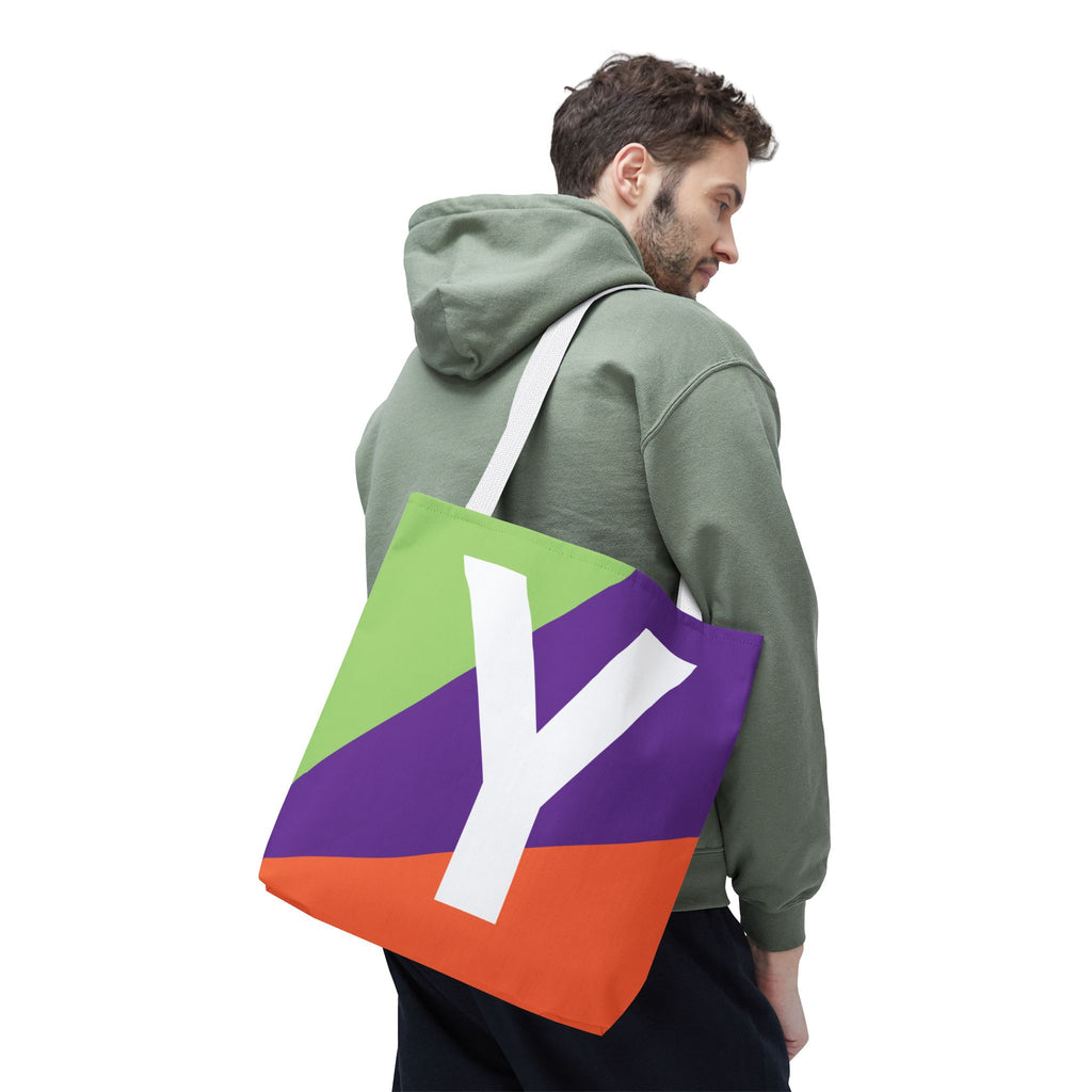 Monogram 'Y' Colorblock Tote Bag — Personalized Initial Y Shoulder Tote