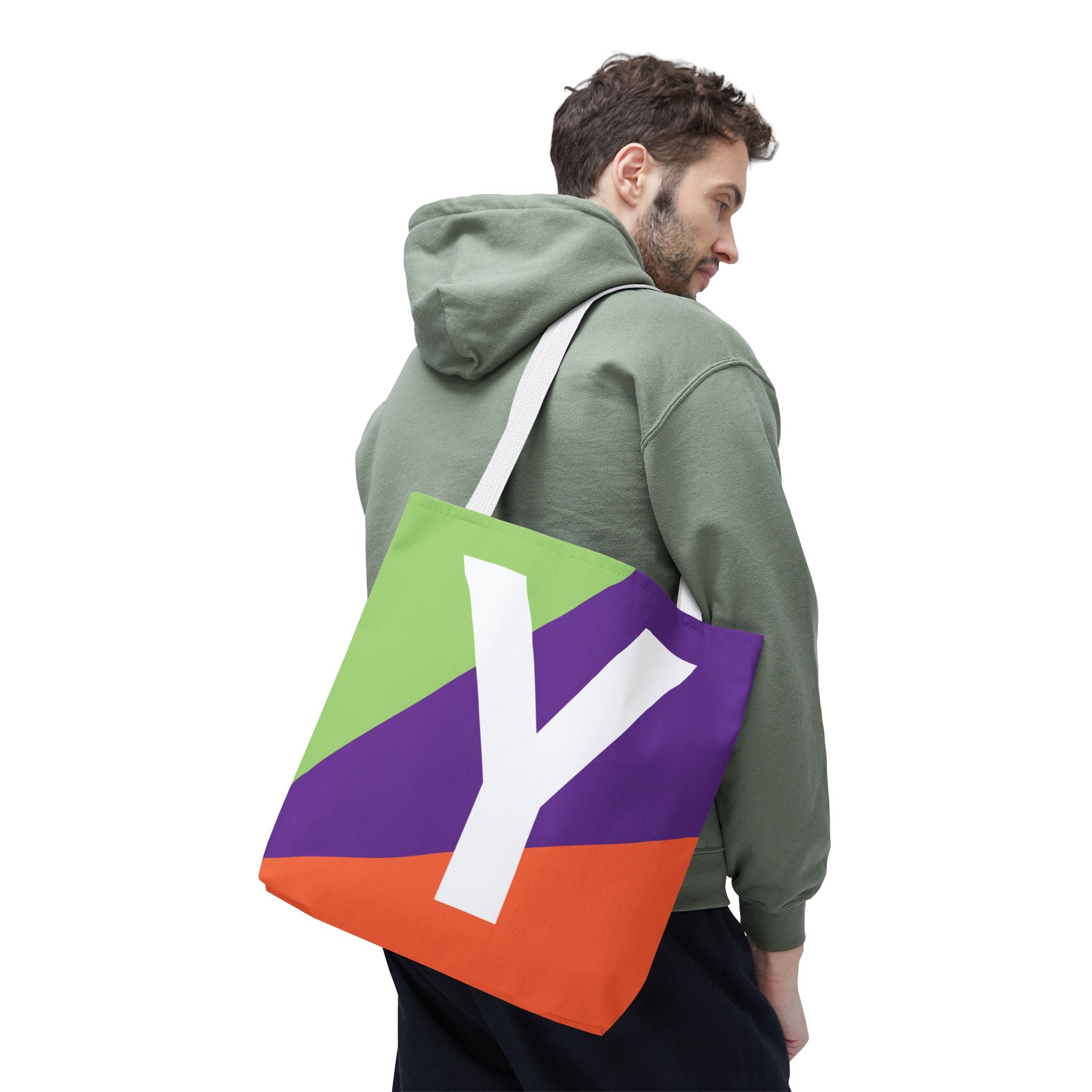 Monogram 'Y' Colorblock Tote Bag — Personalized Initial Y Shoulder Tote