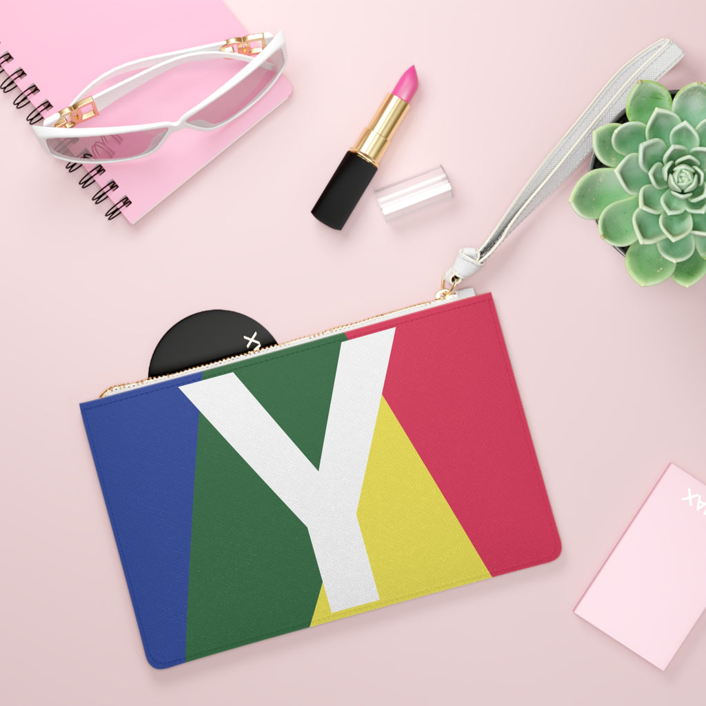 Monogram 'Y' Colorblock Clutch Bag — Bold Geometric Wristlet for Everyday & Gifts
