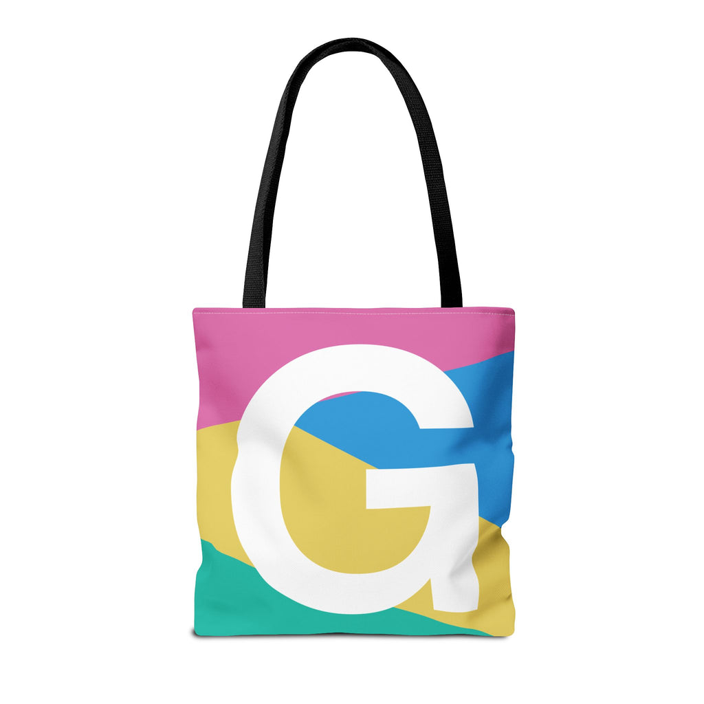 Monogram 'G' Colorblock Tote Bag — Personalized Initial G Shoulder Tote