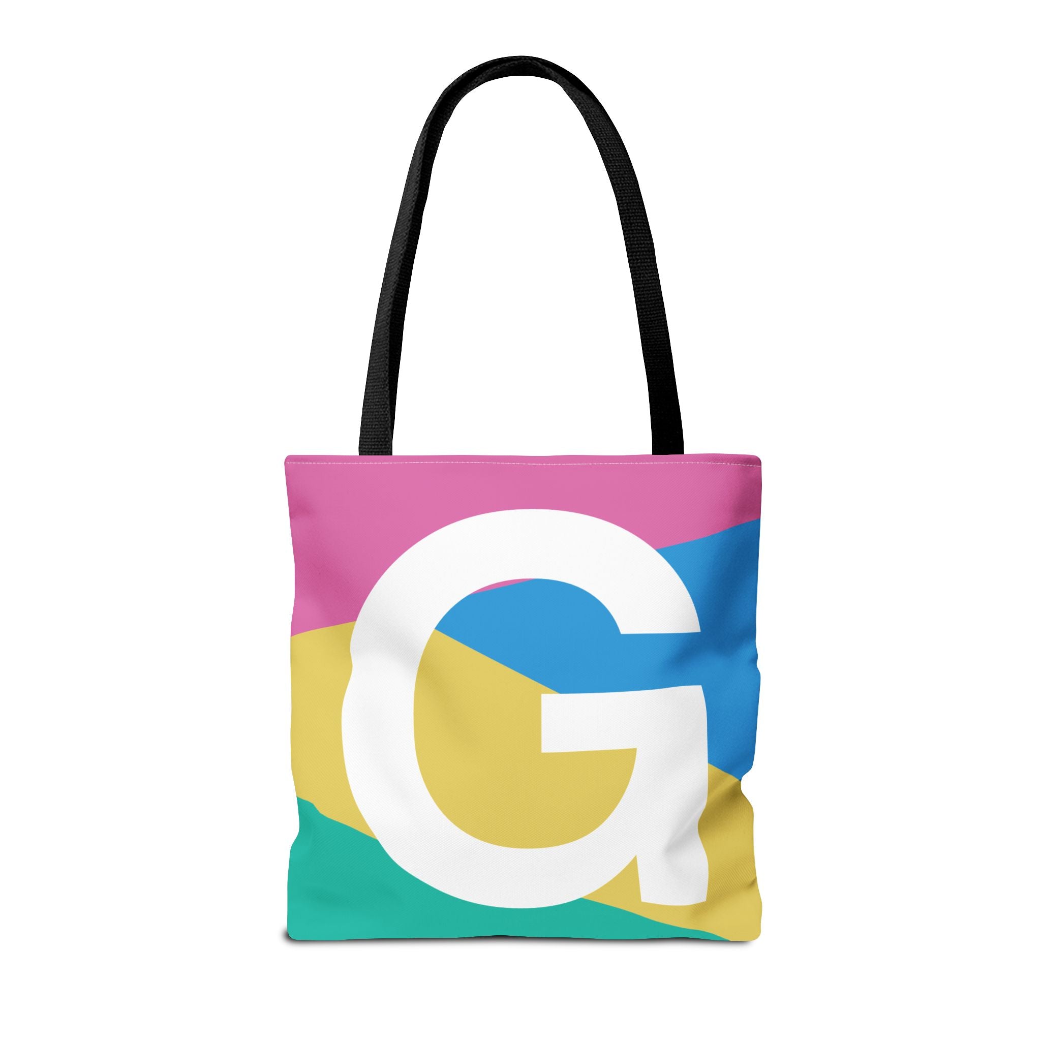 Monogram 'G' Colorblock Tote Bag — Personalized Initial G Shoulder Tote
