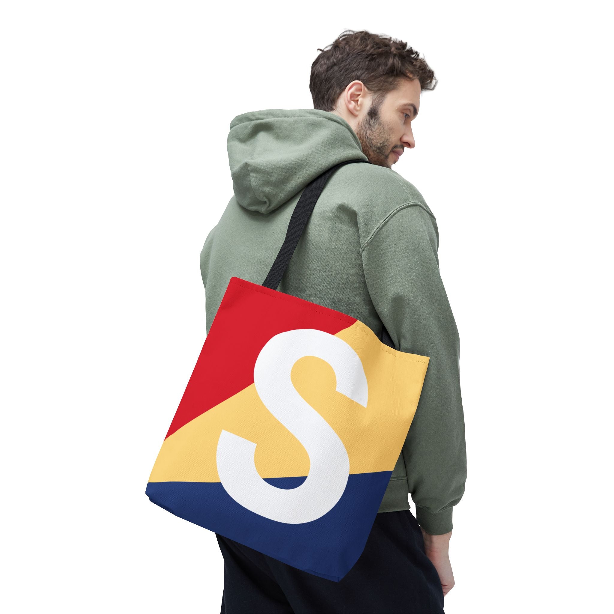 Monogram 'S' Colorblock Tote Bag — Personalized Initial S Shoulder Tote