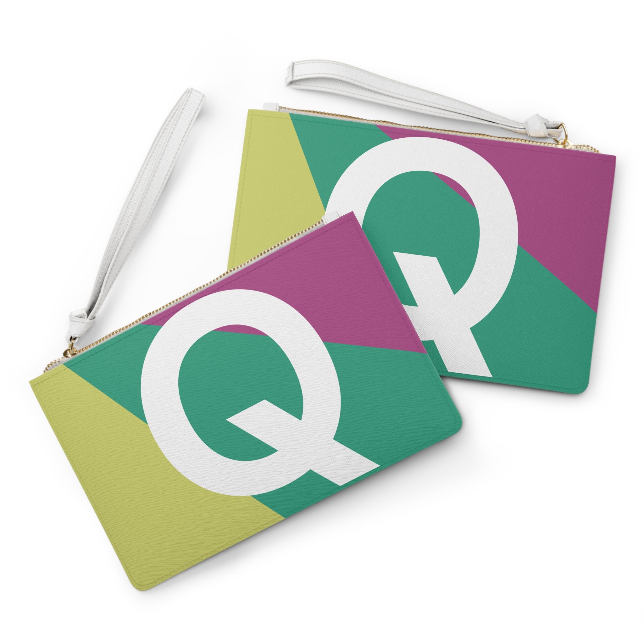 Monogram 'Q' Colorblock Clutch Bag — Bold Geometric Wristlet for Everyday & Gifts