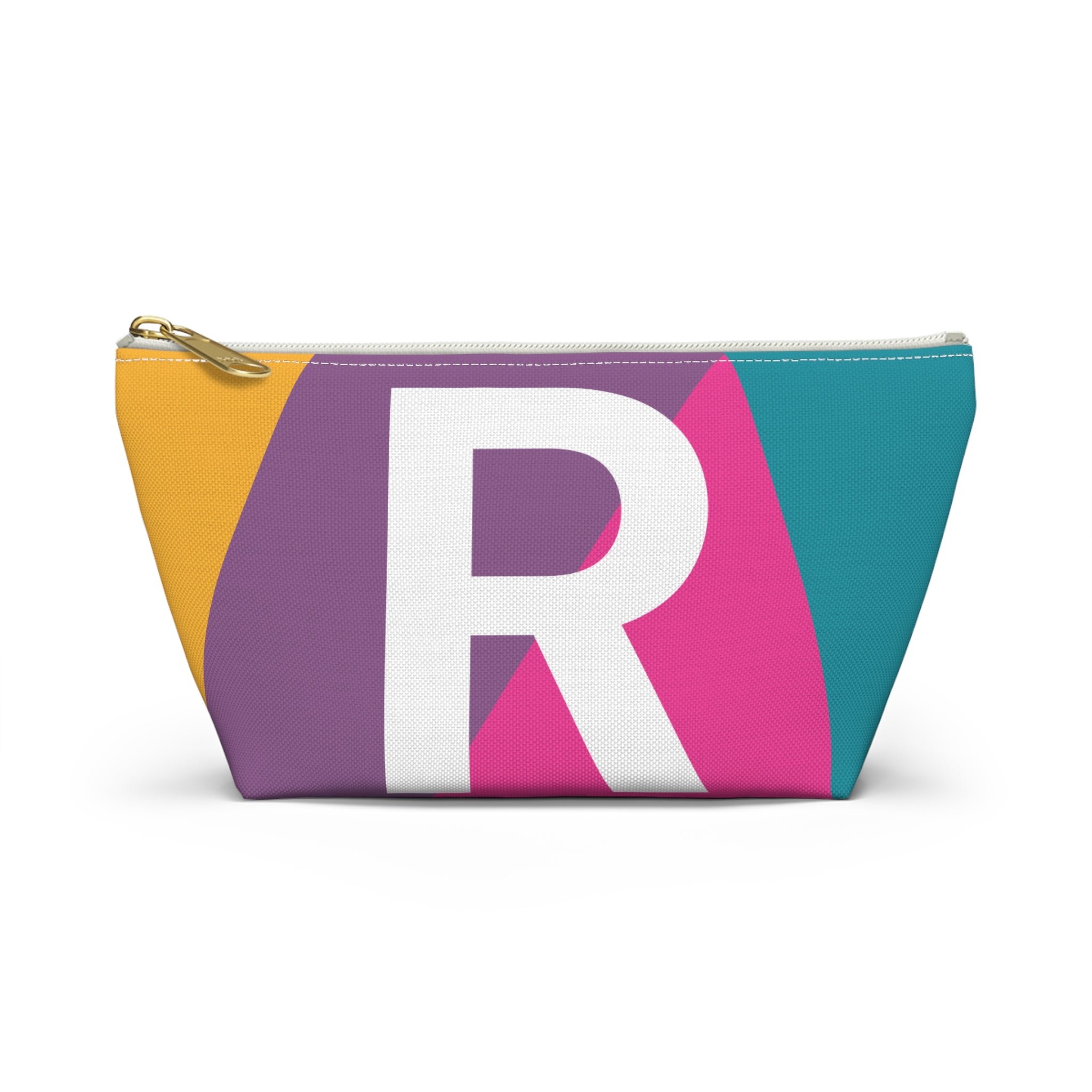 Initials Colorblock Accessory Pouch — Monogram R T-Bottom Cosmetic Bag